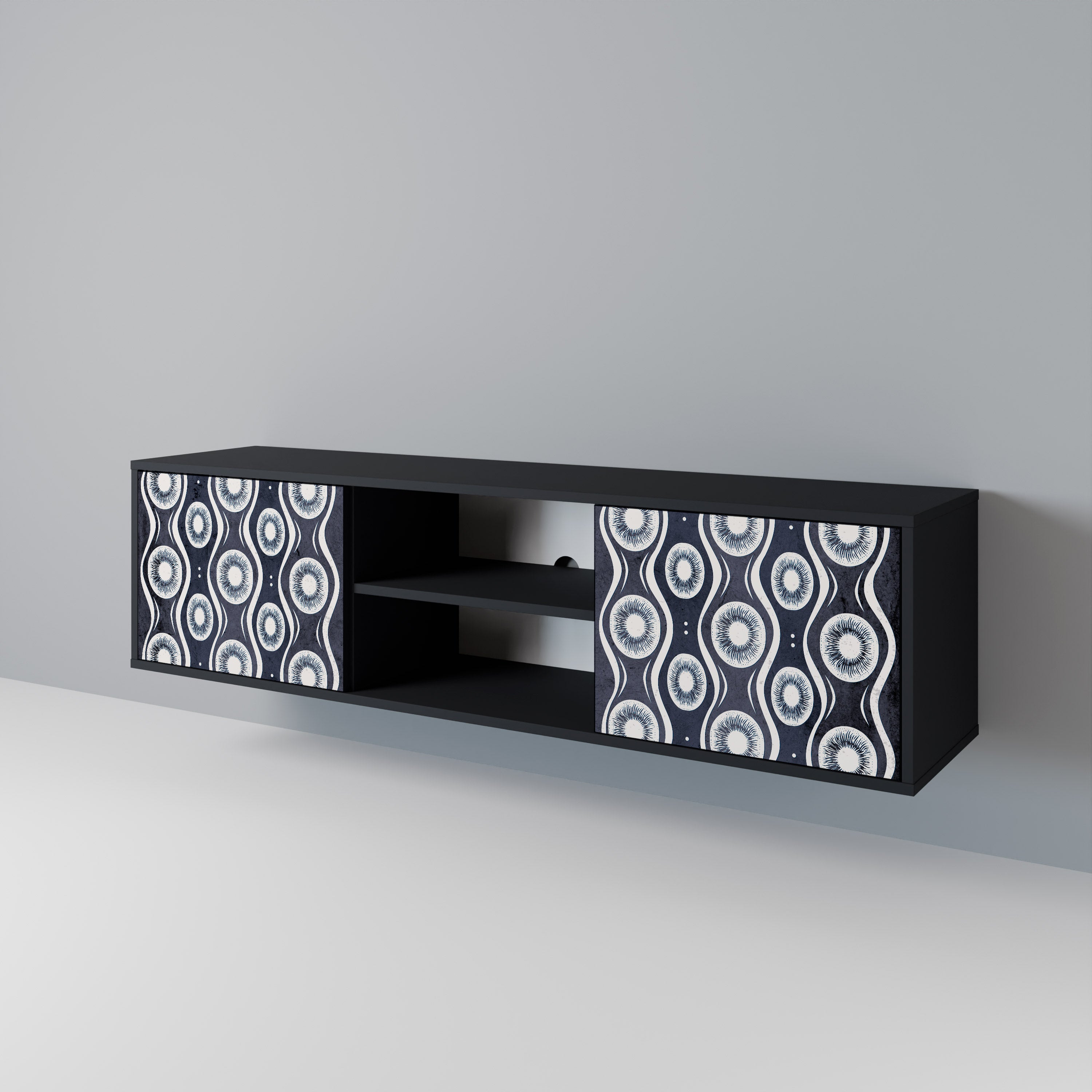 Mueble de TV de 2 puertas GRAPHITE EYES en acabado negro
