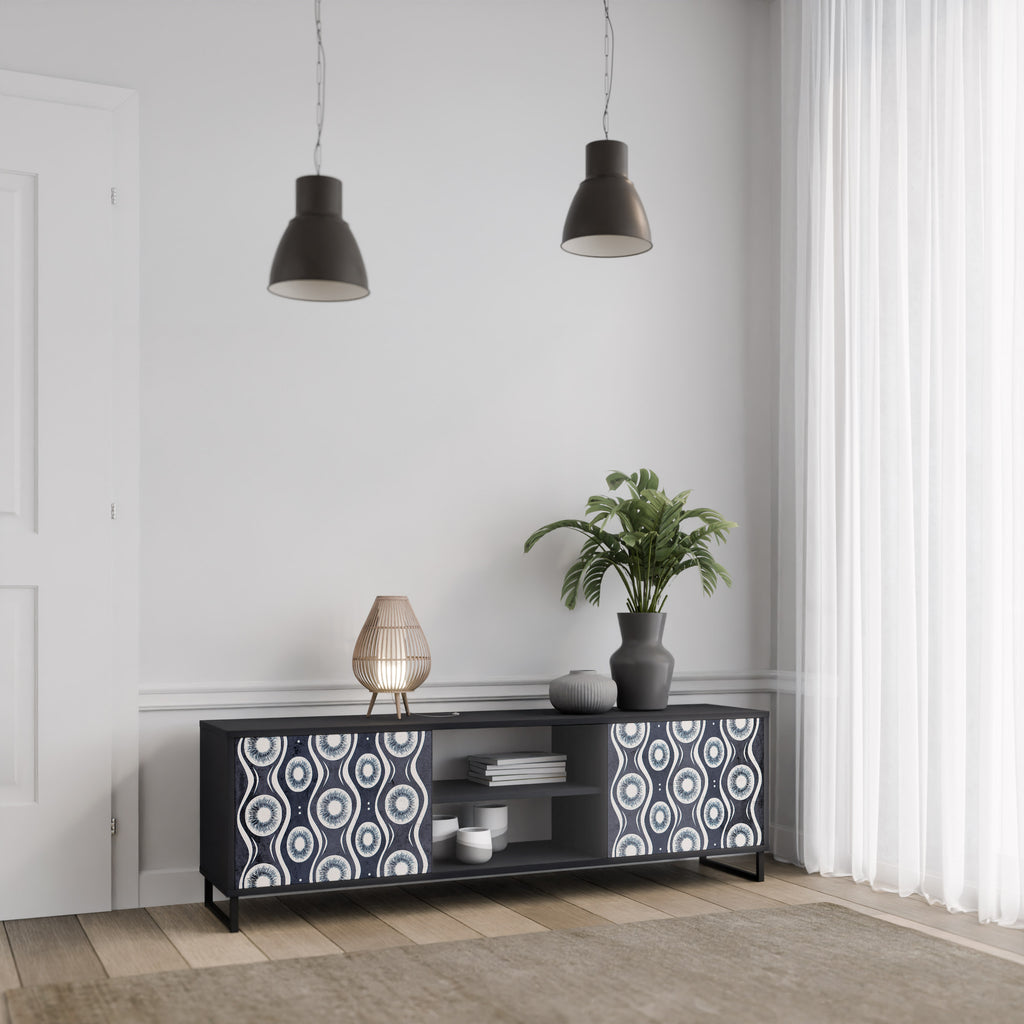 Mueble de TV de 2 puertas GRAPHITE EYES en acabado negro