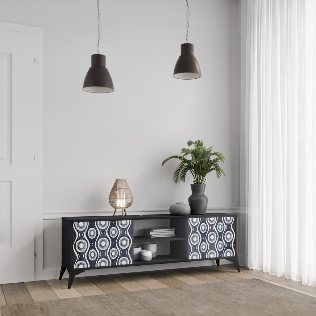 Mueble de TV de 2 puertas GRAPHITE EYES en acabado negro