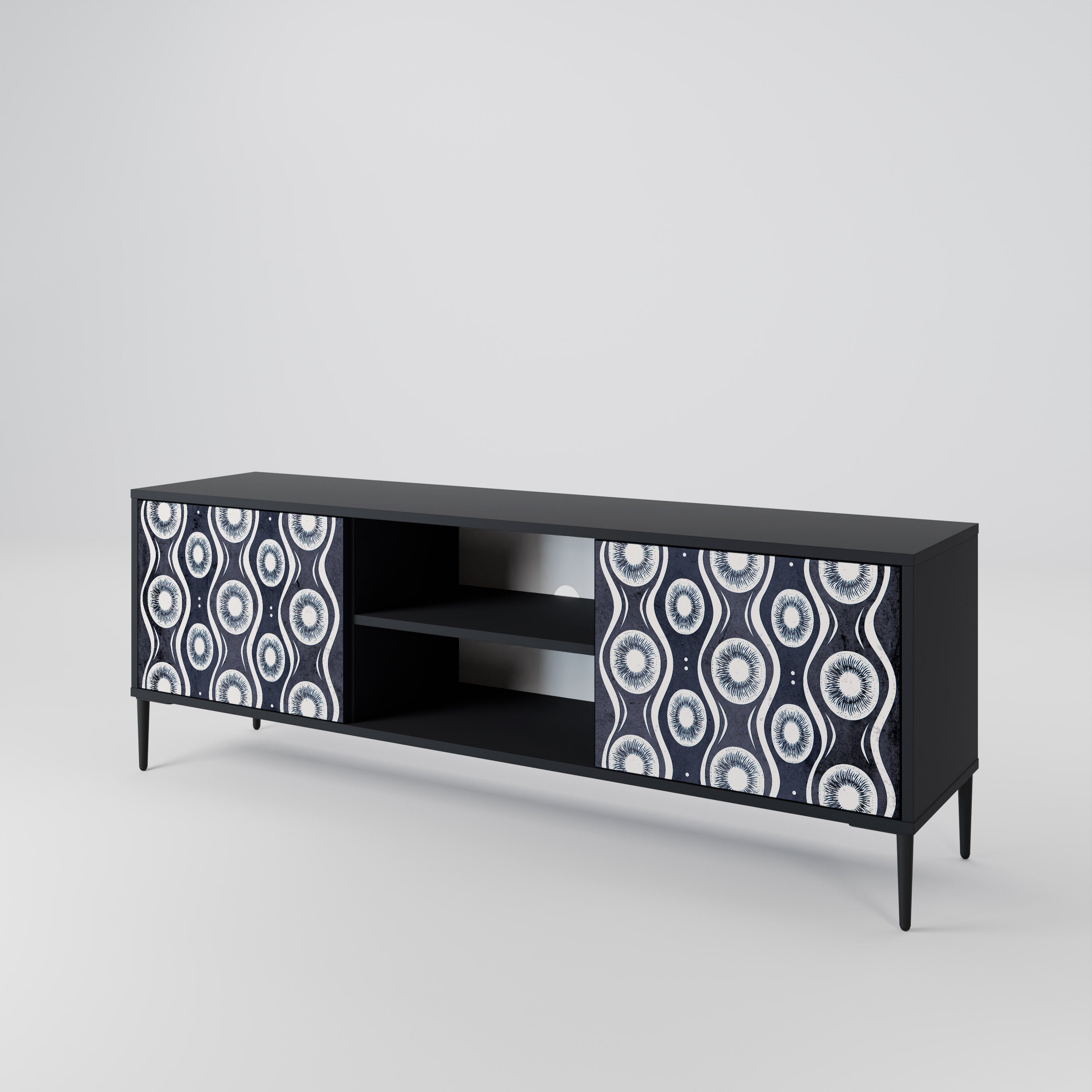 Mueble de TV de 2 puertas GRAPHITE EYES en acabado negro