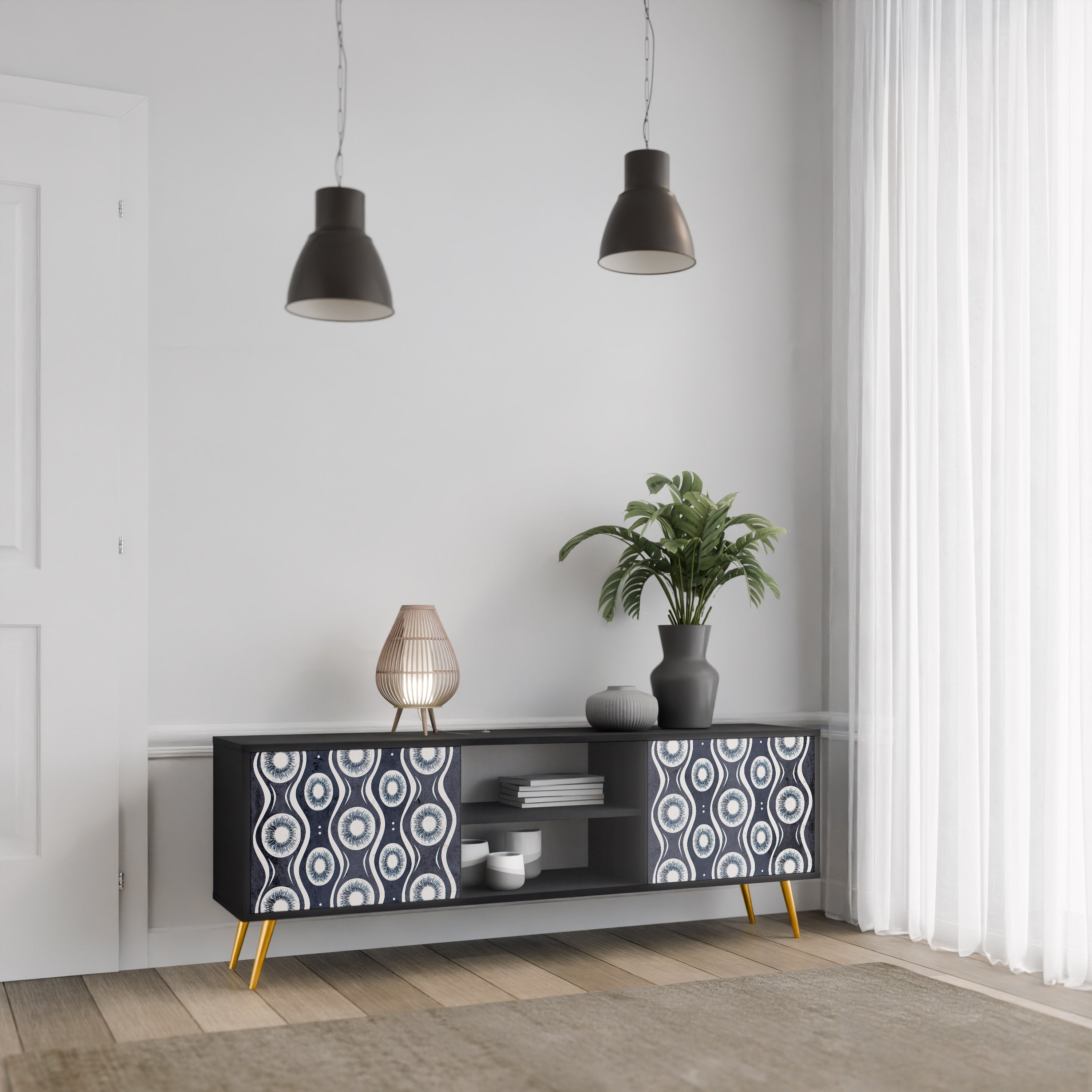 Mueble de TV de 2 puertas GRAPHITE EYES en acabado negro