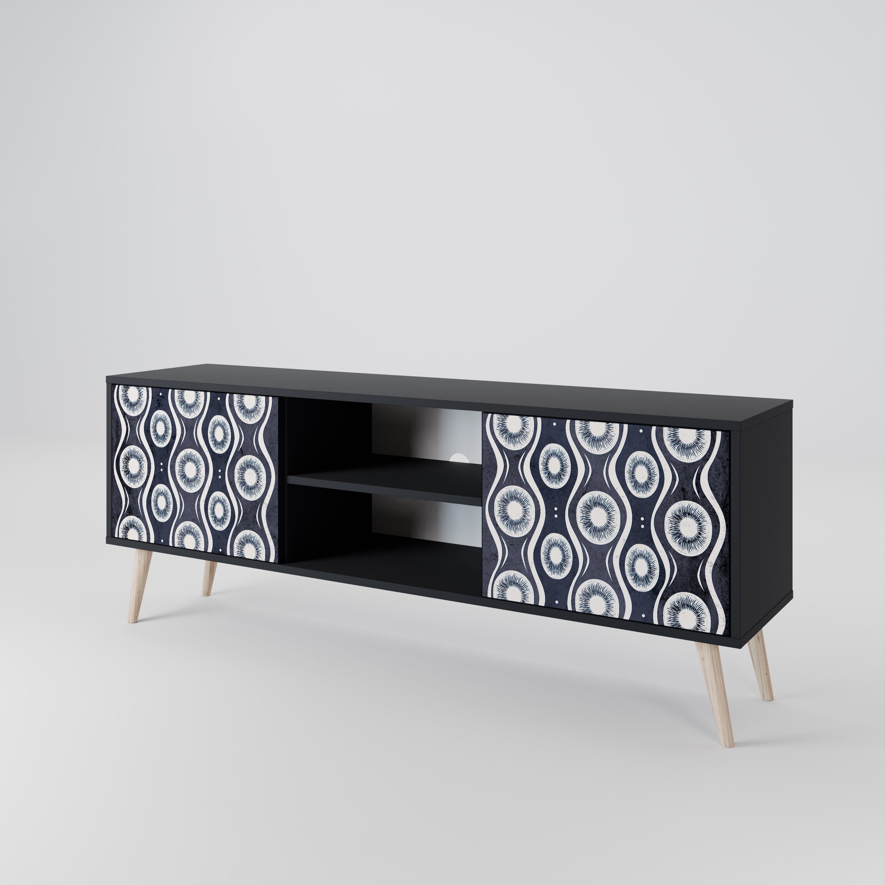 Mueble de TV de 2 puertas GRAPHITE EYES en acabado negro