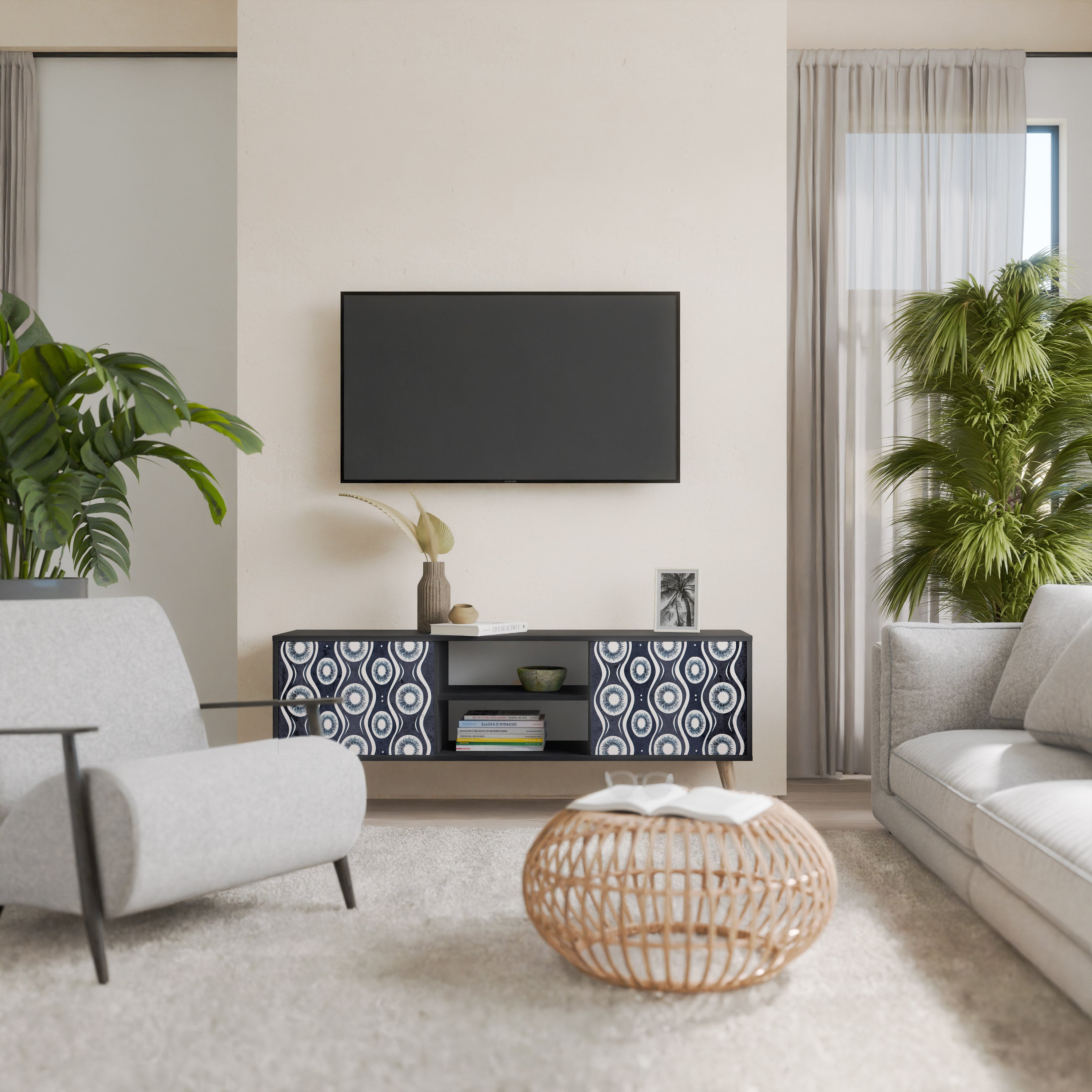 Mueble de TV de 2 puertas GRAPHITE EYES en acabado negro
