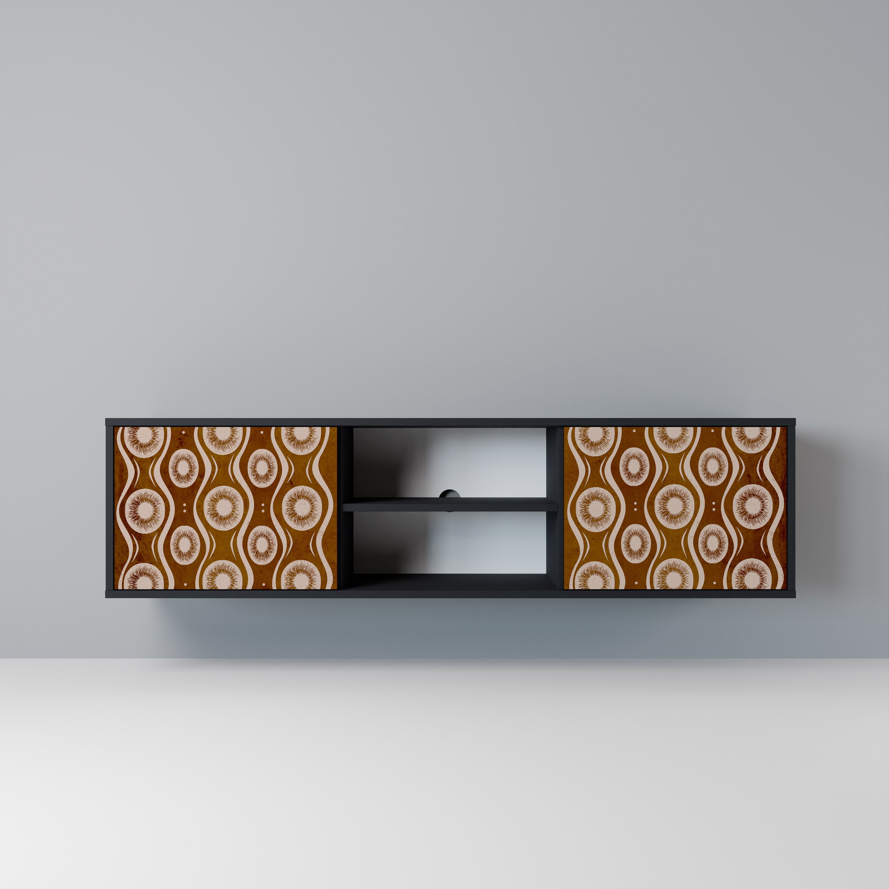 Mueble de TV de 2 puertas BROWN EYES en acabado negro