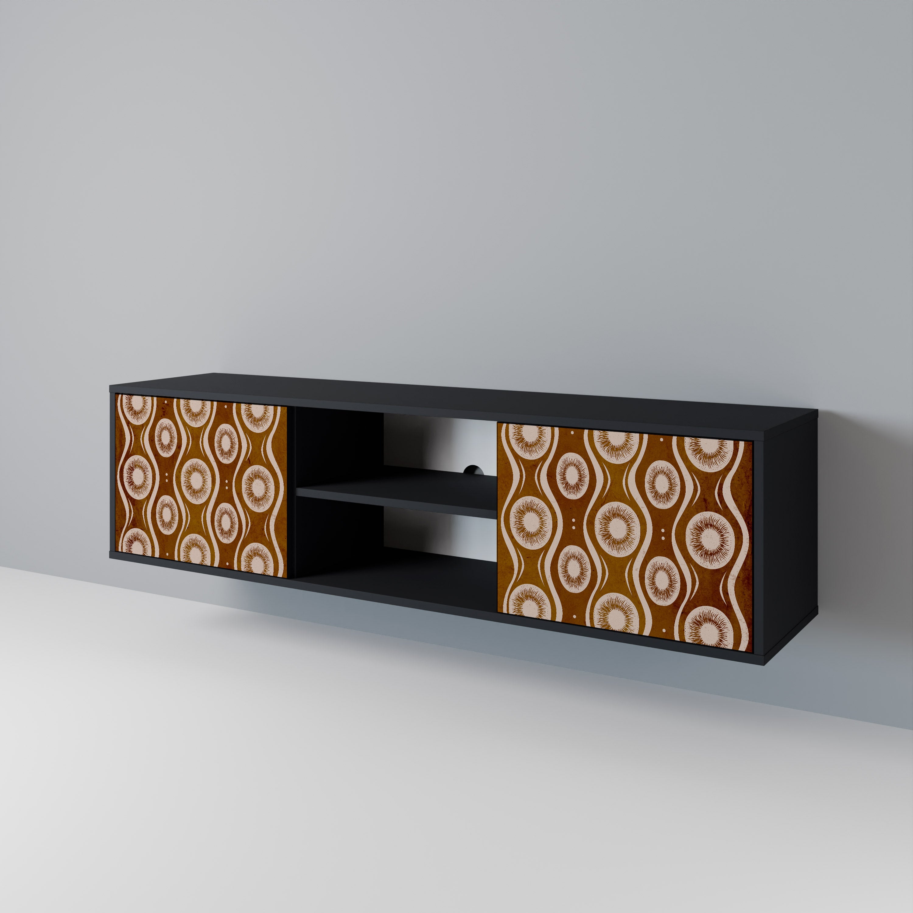 Mueble de TV de 2 puertas BROWN EYES en acabado negro
