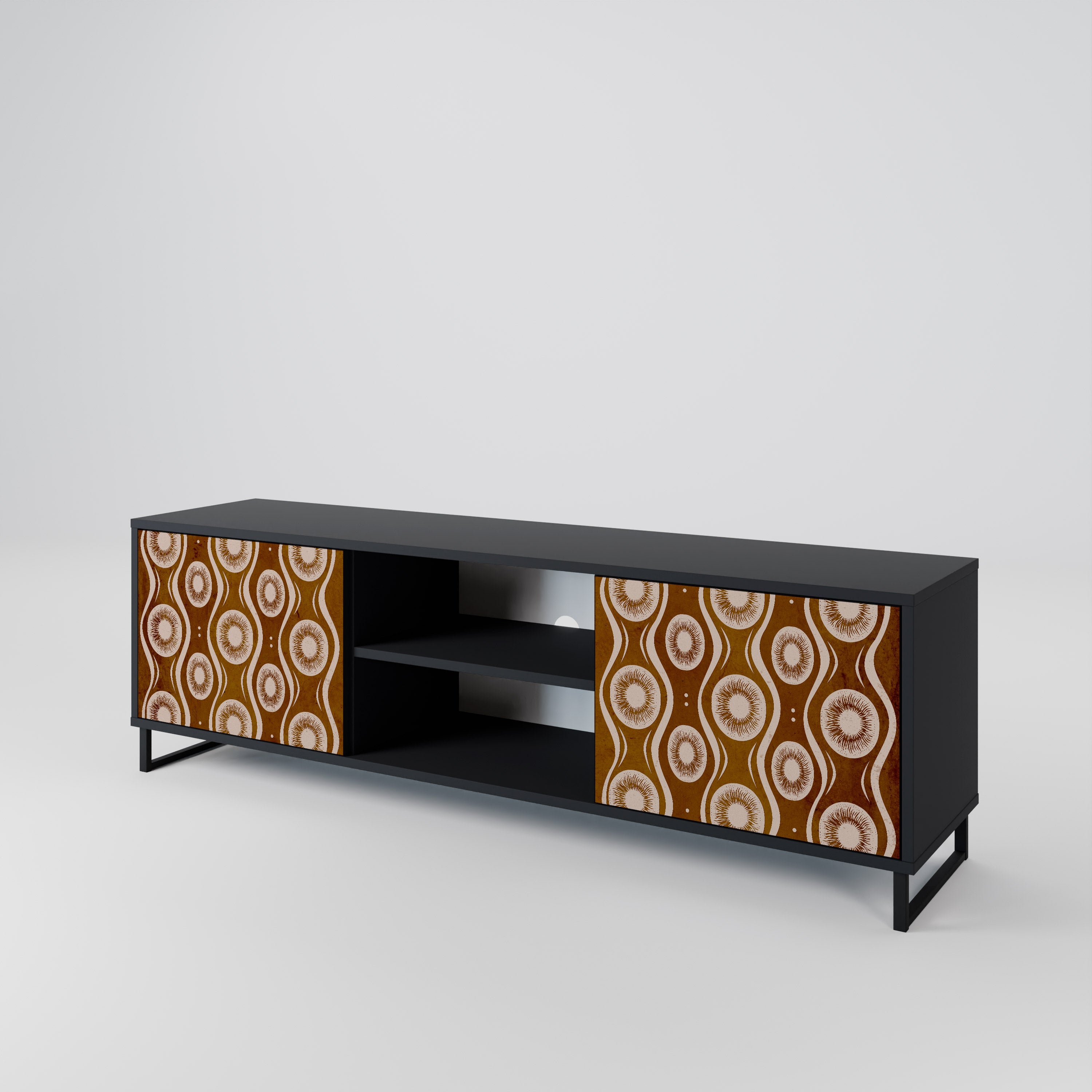 Mueble de TV de 2 puertas BROWN EYES en acabado negro