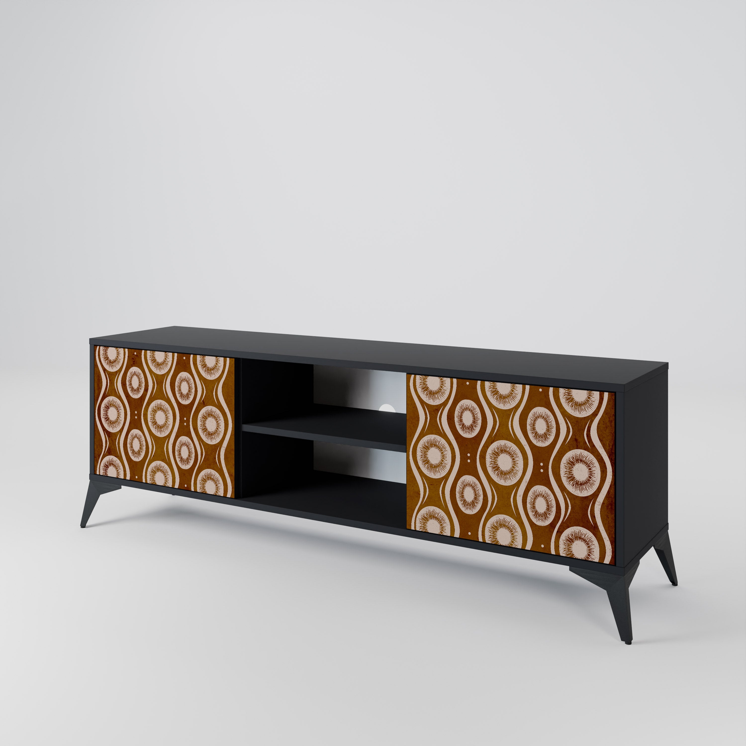 Mueble de TV de 2 puertas BROWN EYES en acabado negro