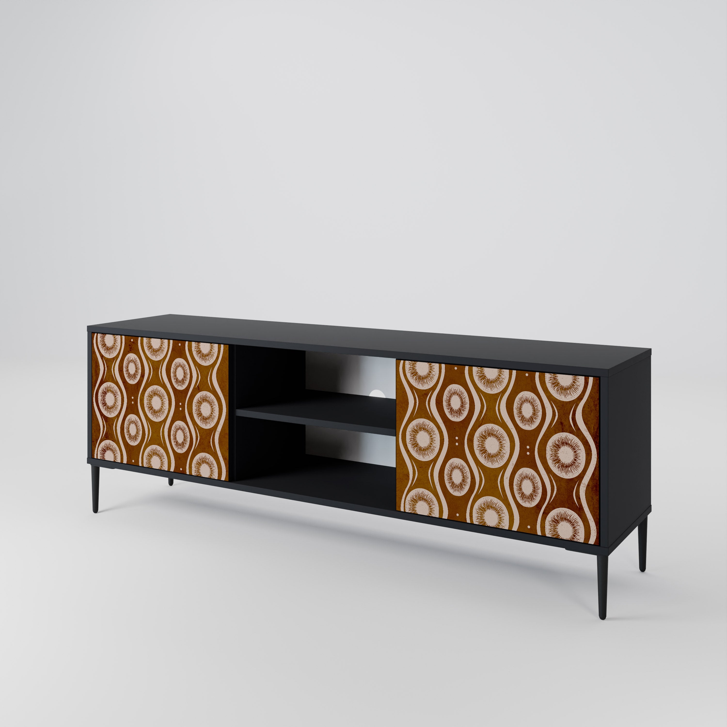 Mueble de TV de 2 puertas BROWN EYES en acabado negro