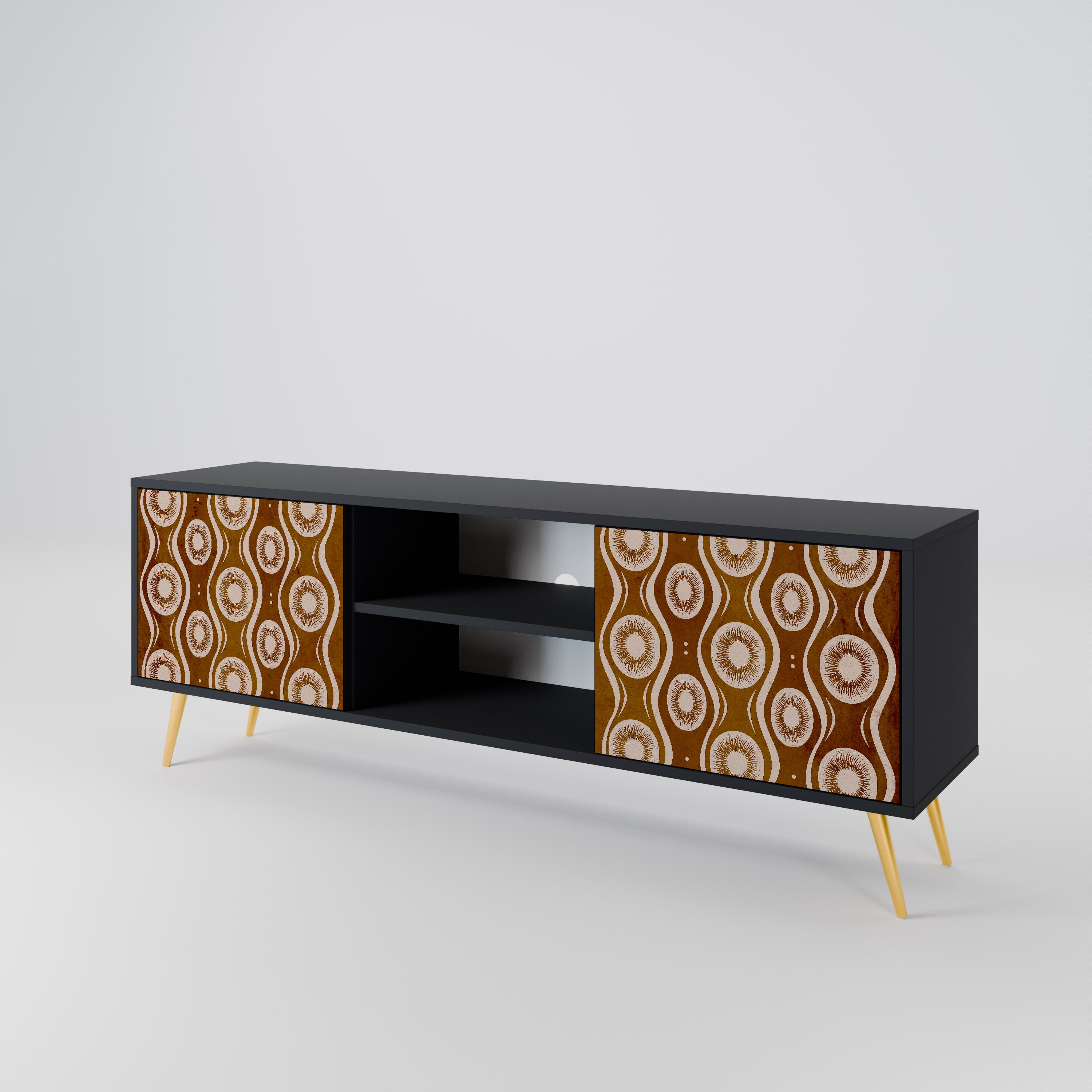 Mueble de TV de 2 puertas BROWN EYES en acabado negro