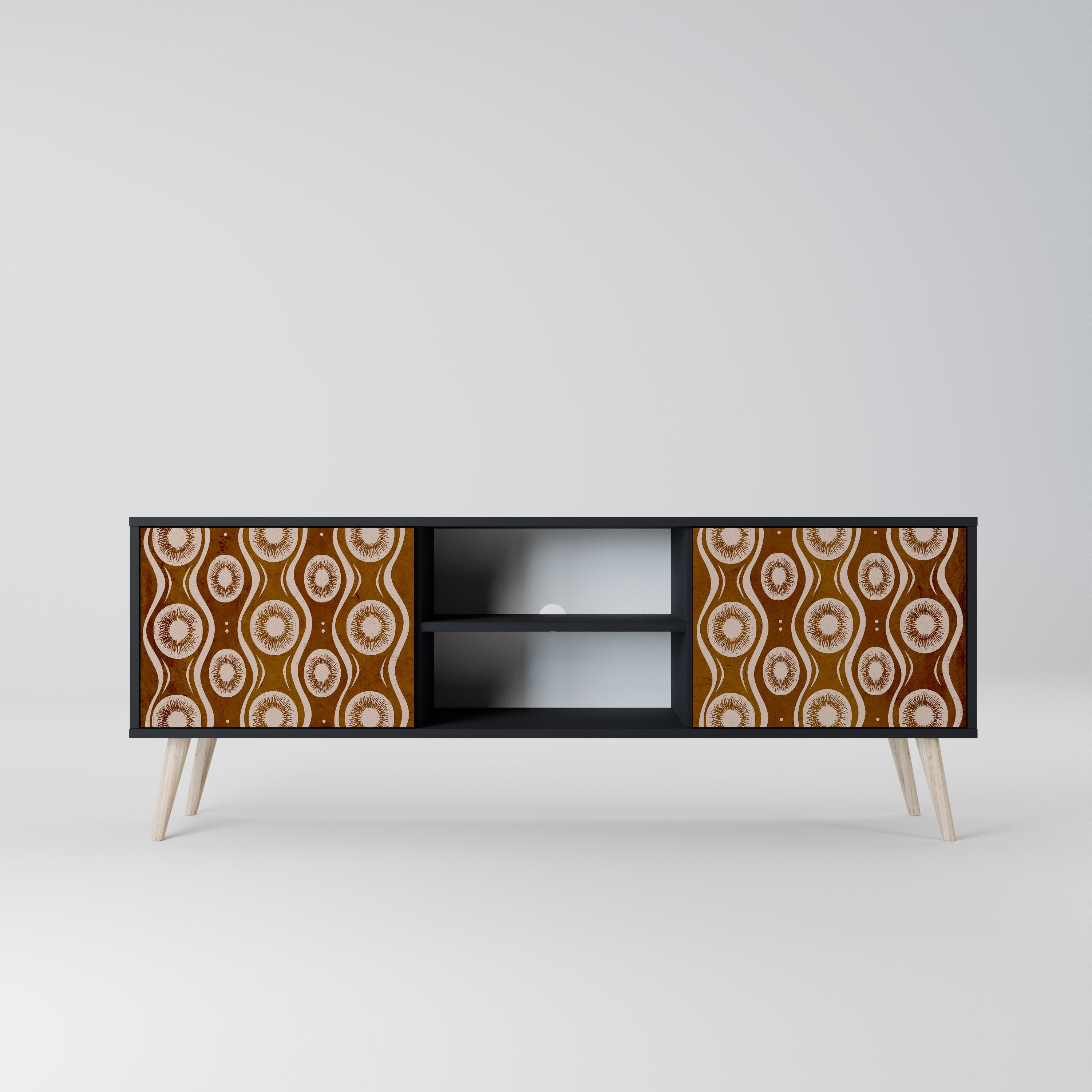 Mueble de TV de 2 puertas BROWN EYES en acabado negro