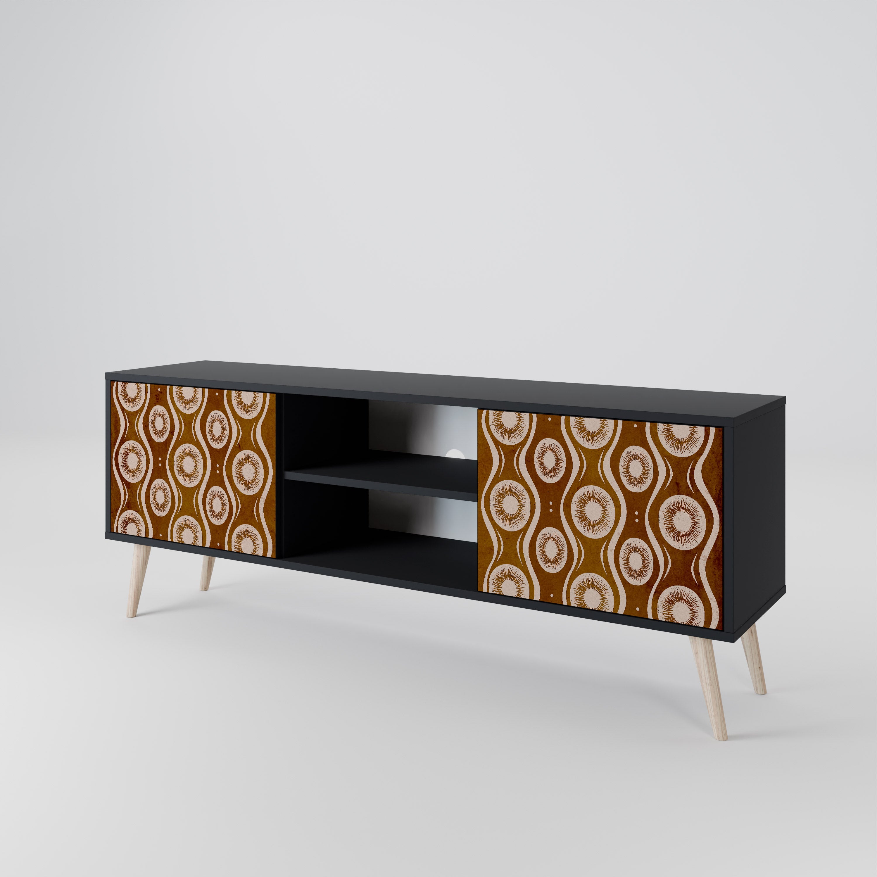 Mueble de TV de 2 puertas BROWN EYES en acabado negro