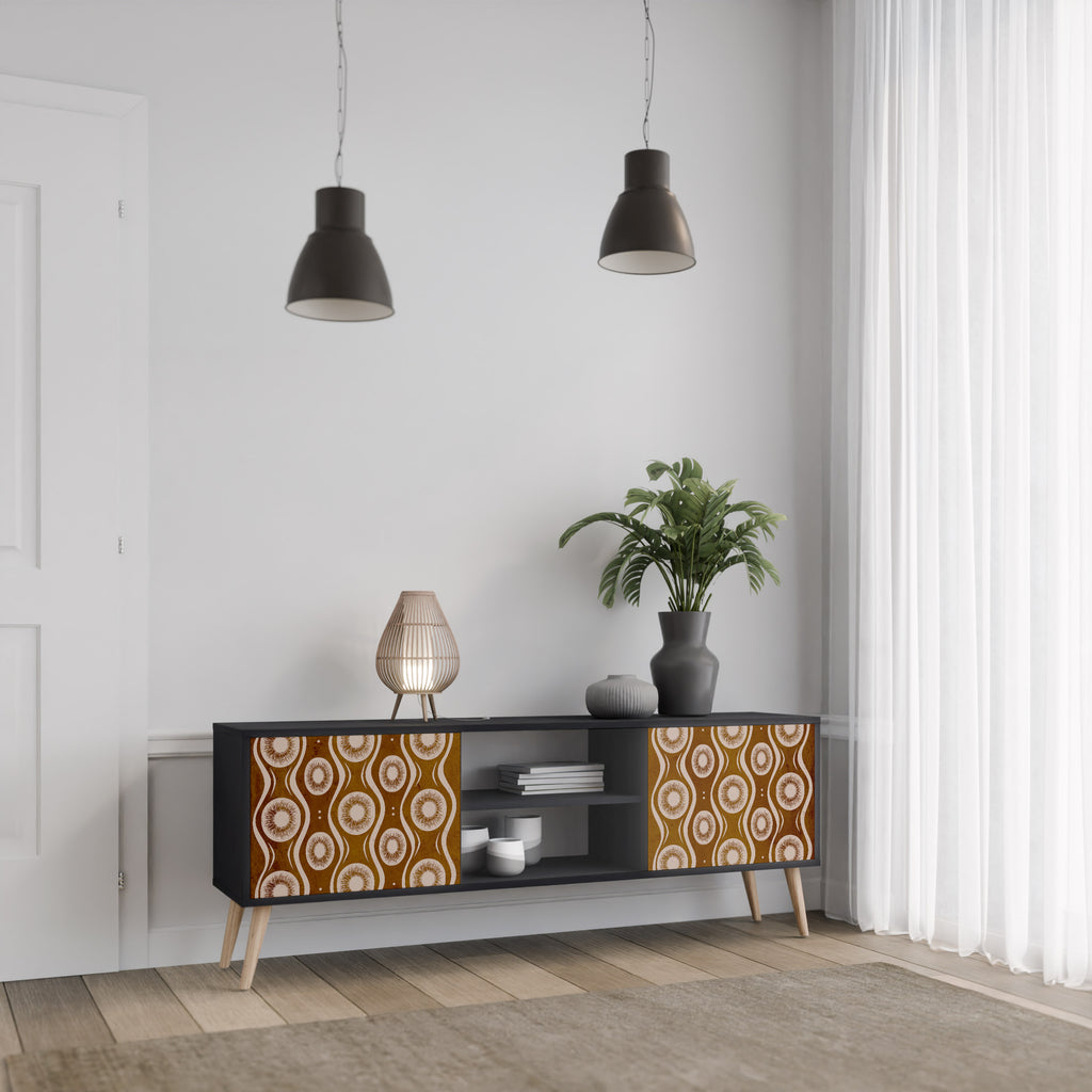 Mueble de TV de 2 puertas BROWN EYES en acabado negro