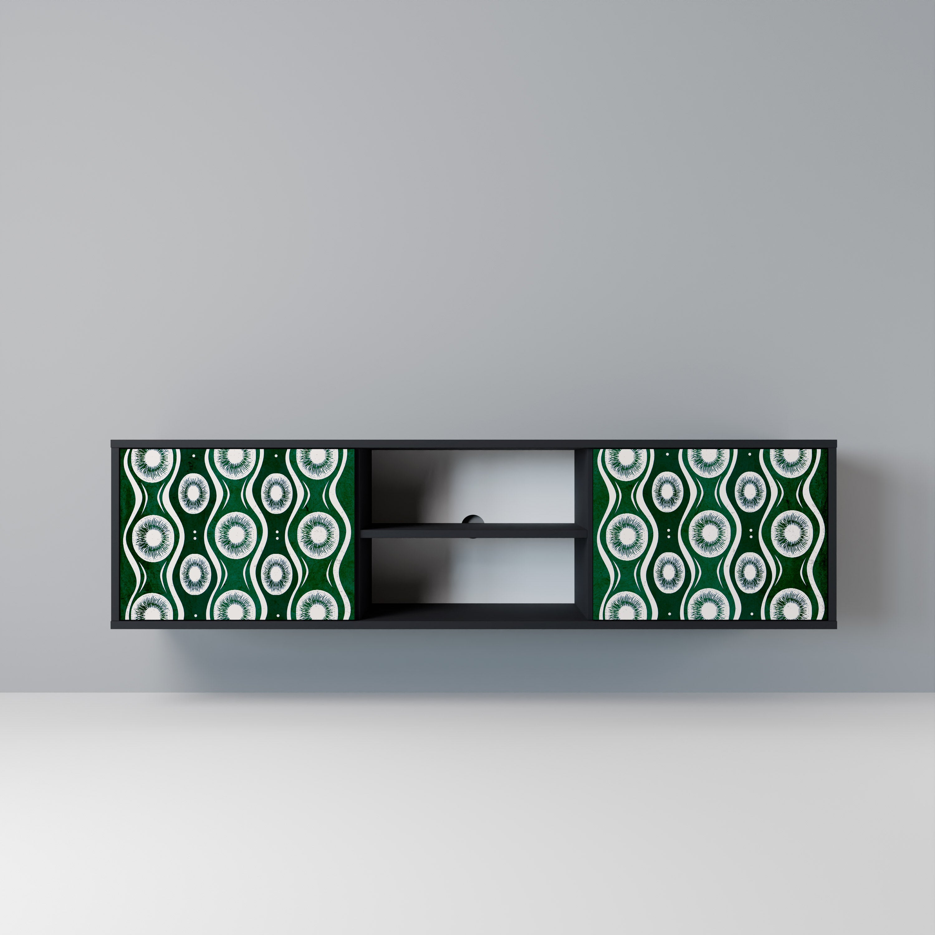 Mueble de TV de 2 puertas GREEN EYES con acabado negro