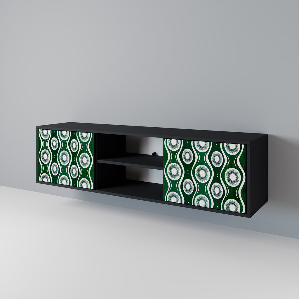 Mueble de TV de 2 puertas GREEN EYES con acabado negro