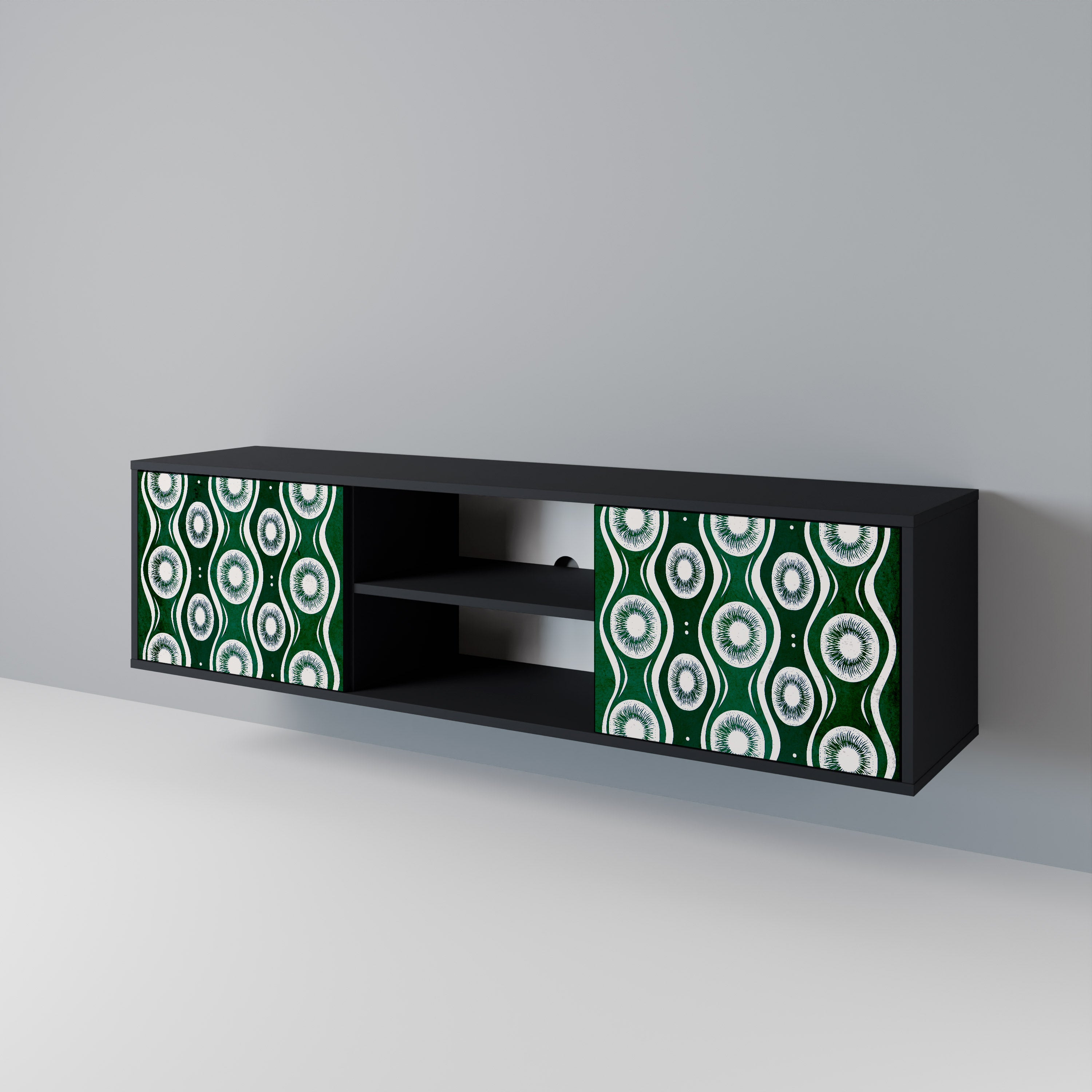 Mueble de TV de 2 puertas GREEN EYES con acabado negro