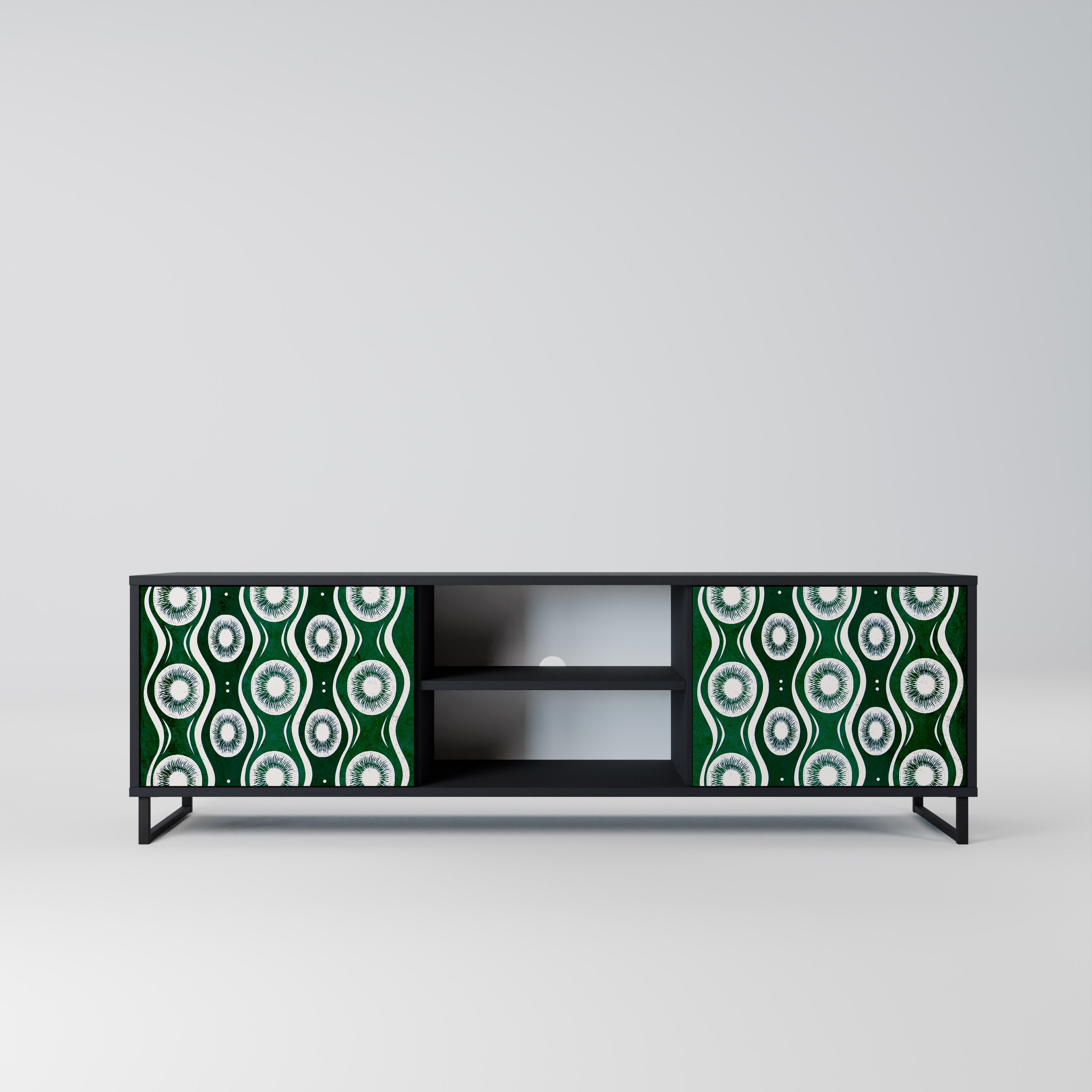 Mueble de TV de 2 puertas GREEN EYES con acabado negro