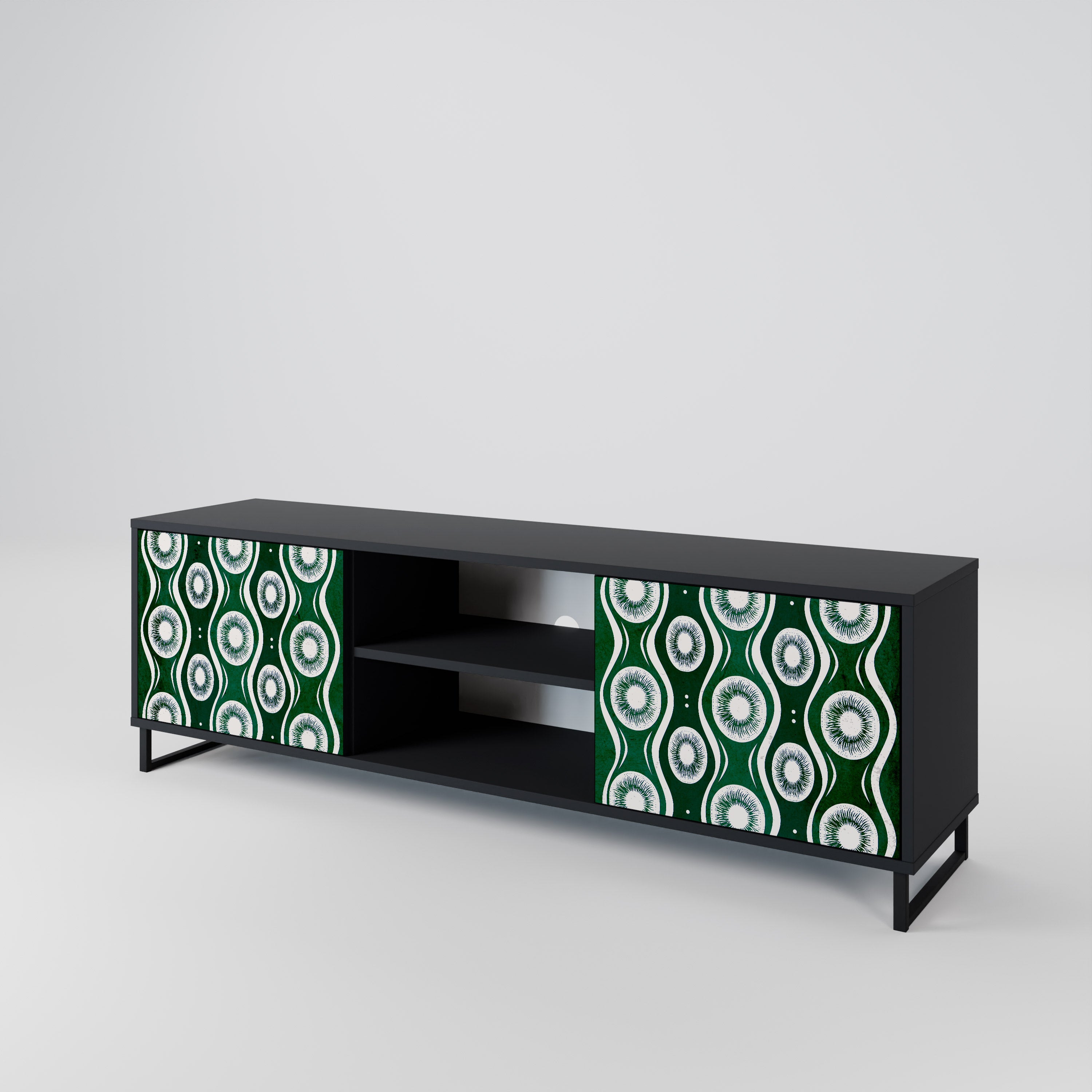 Mueble de TV de 2 puertas GREEN EYES con acabado negro