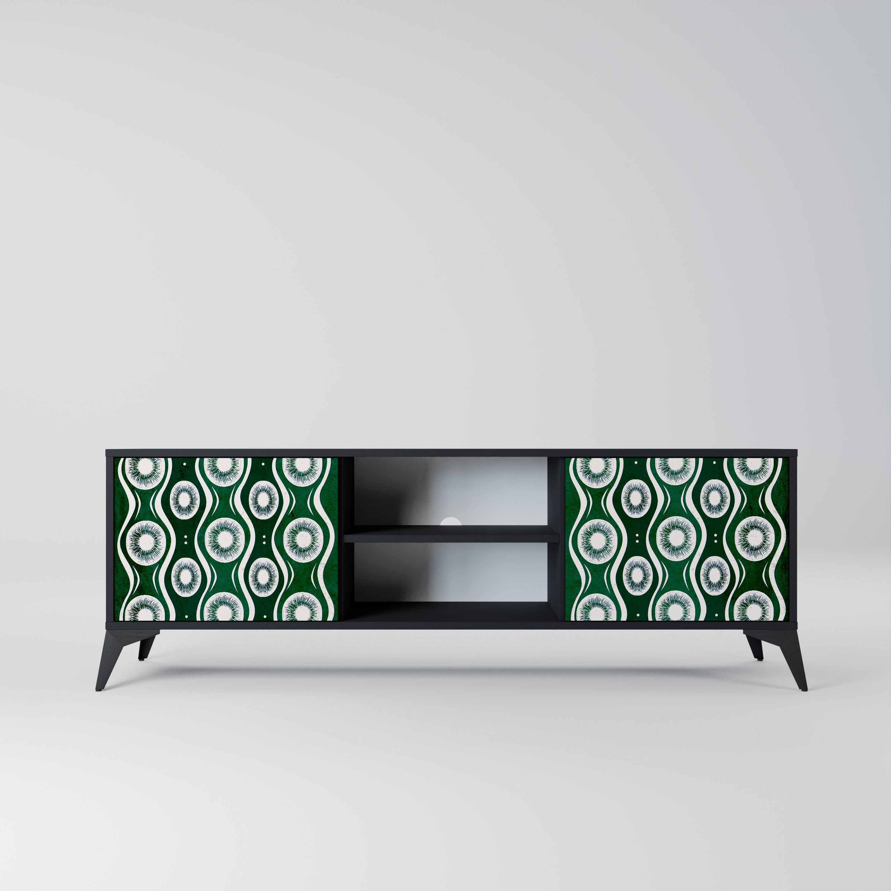 Mueble de TV de 2 puertas GREEN EYES con acabado negro