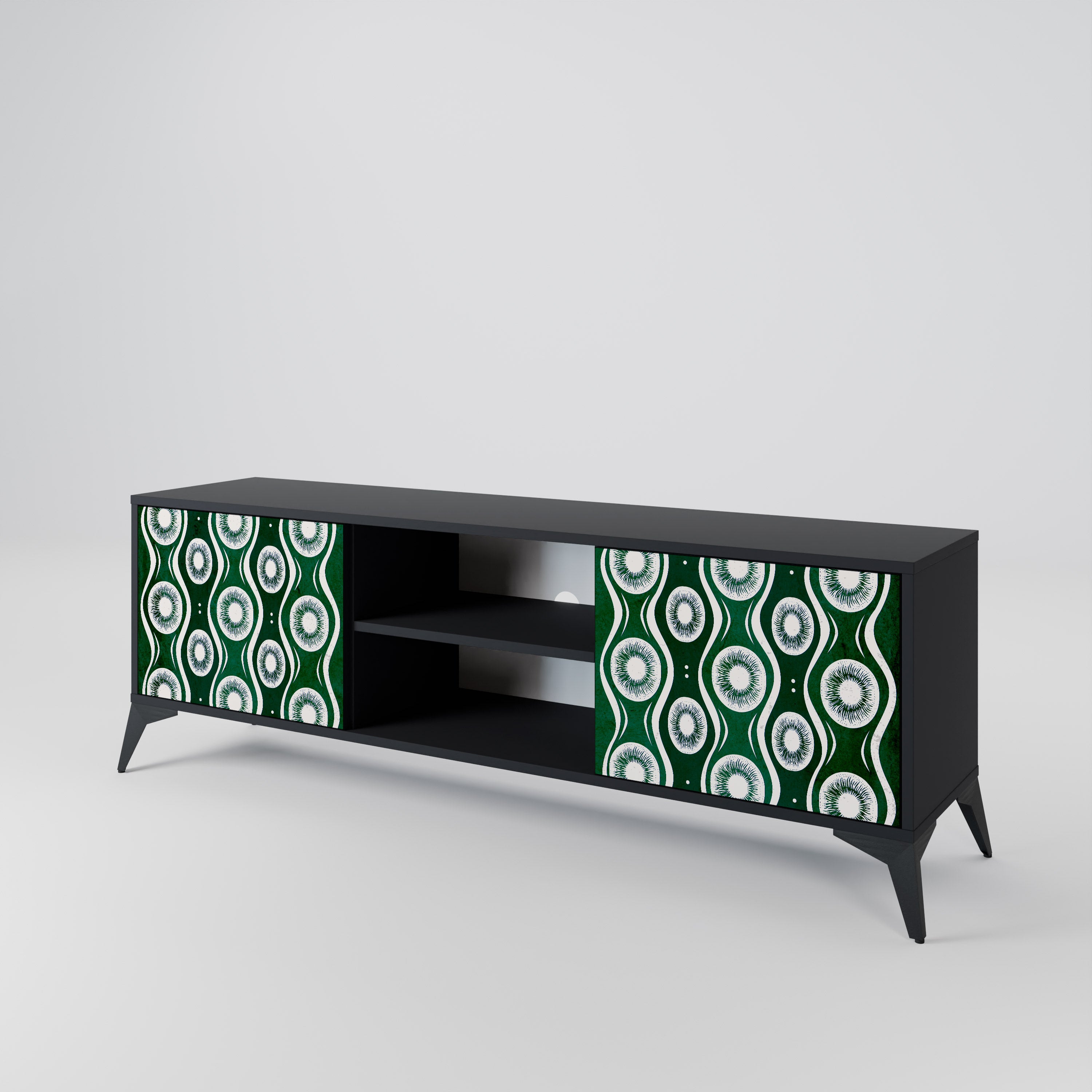 Mueble de TV de 2 puertas GREEN EYES con acabado negro
