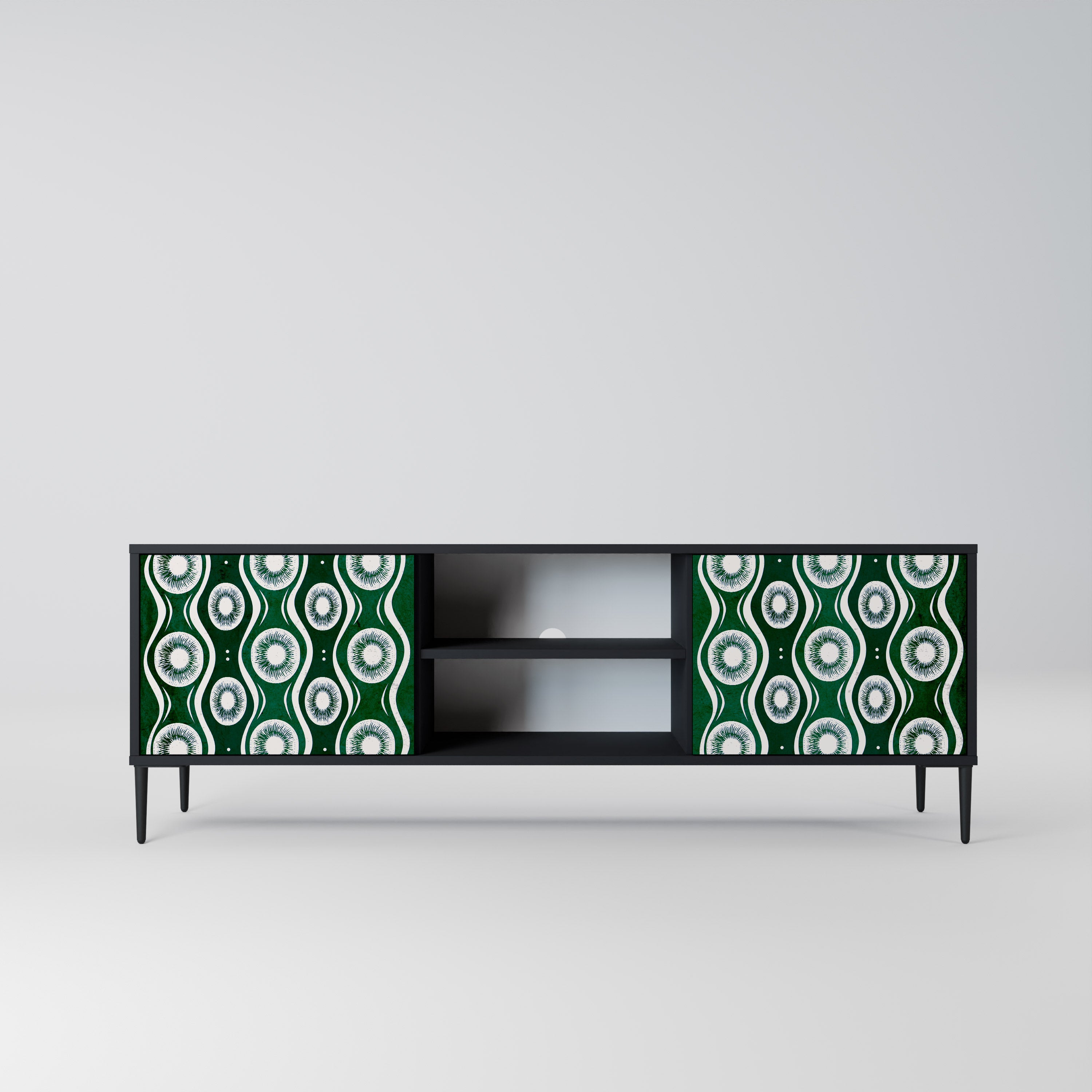 Mueble de TV de 2 puertas GREEN EYES con acabado negro