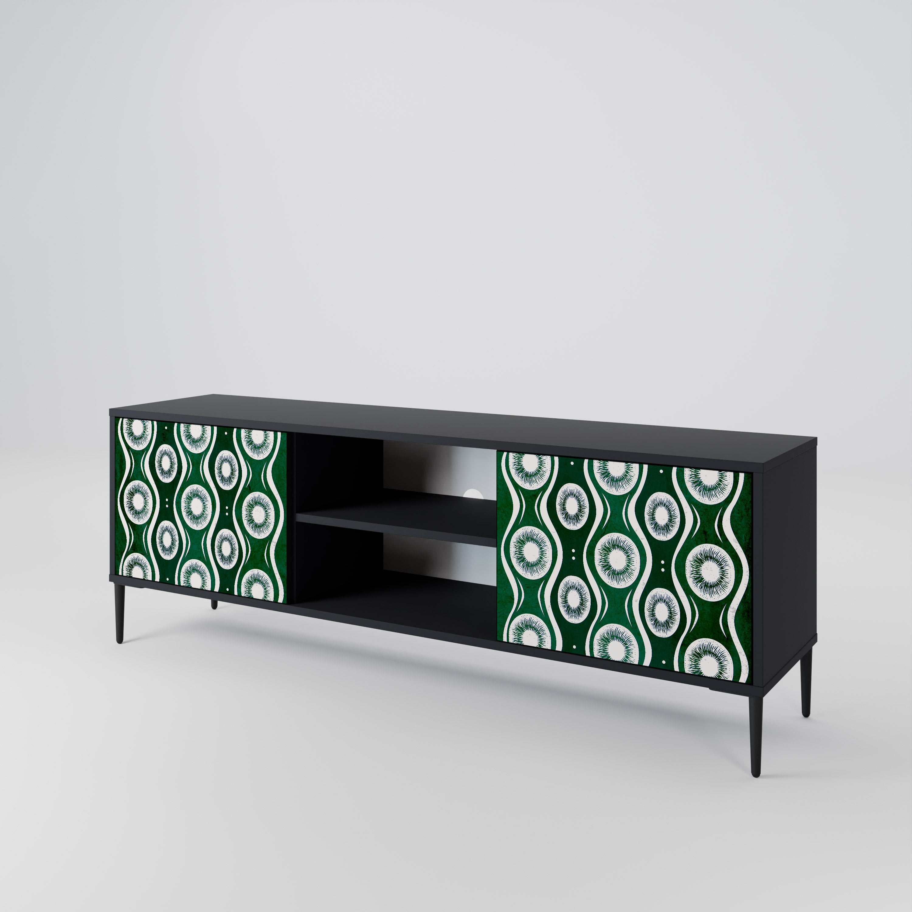 Mueble de TV de 2 puertas GREEN EYES con acabado negro
