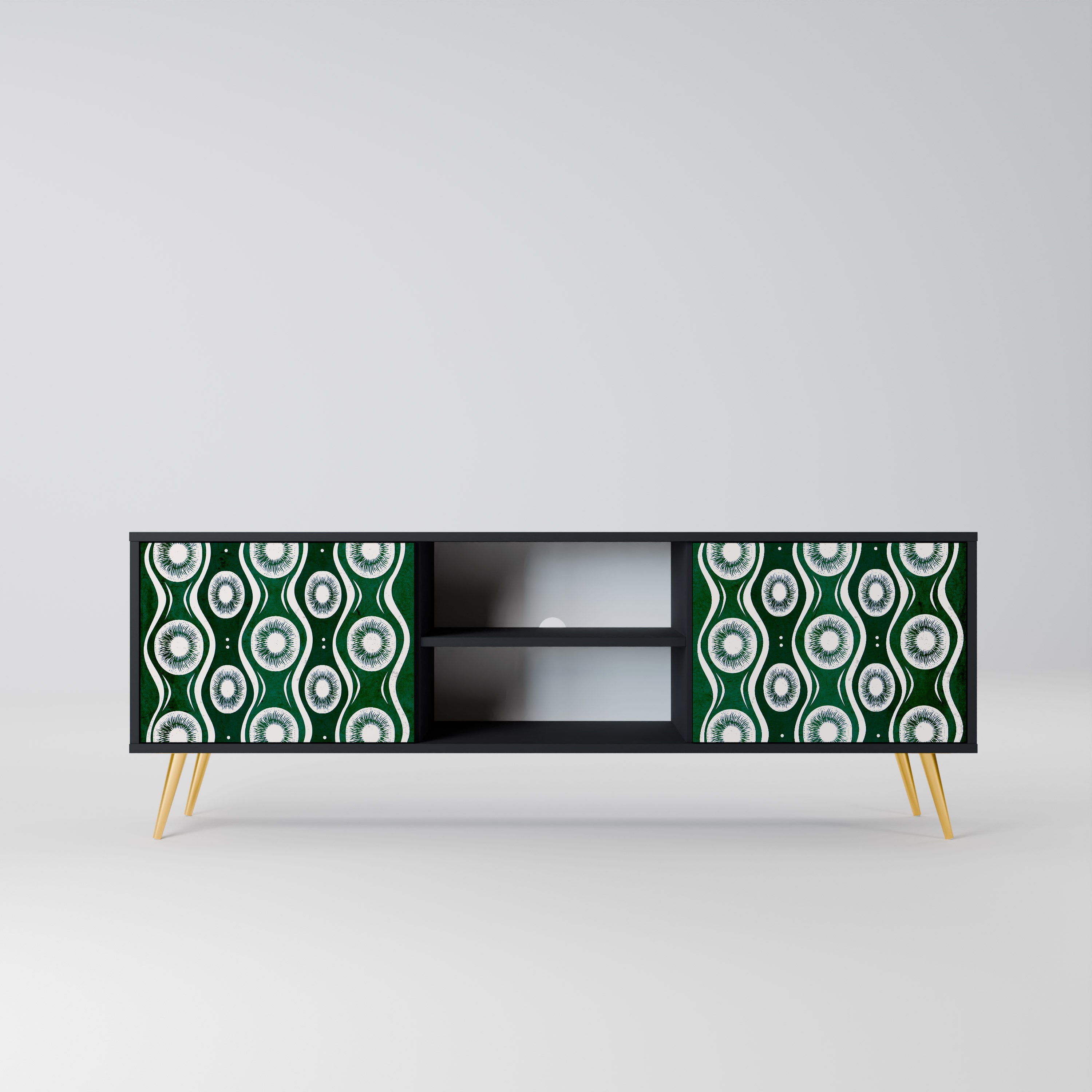 Mueble de TV de 2 puertas GREEN EYES con acabado negro