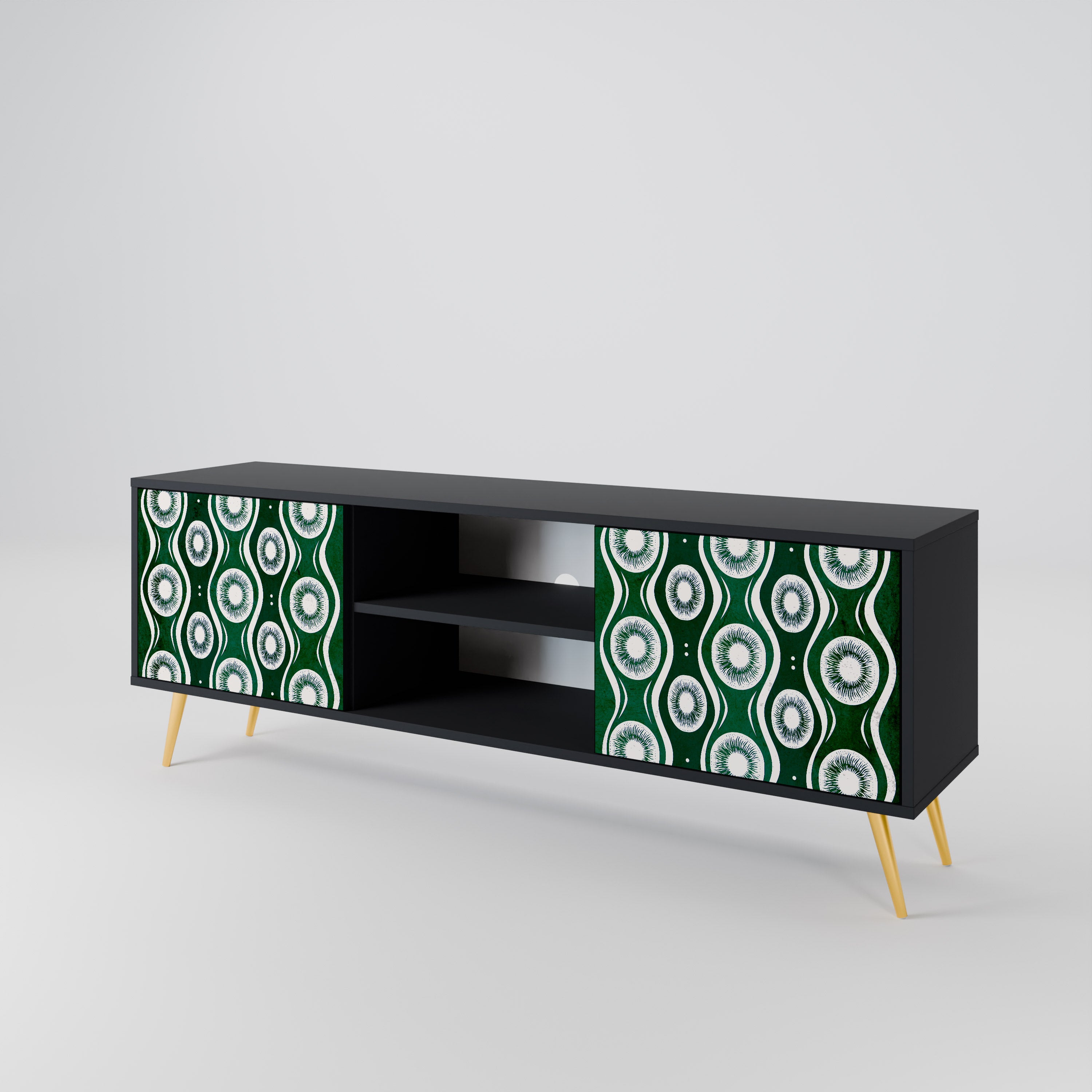 Mueble de TV de 2 puertas GREEN EYES con acabado negro