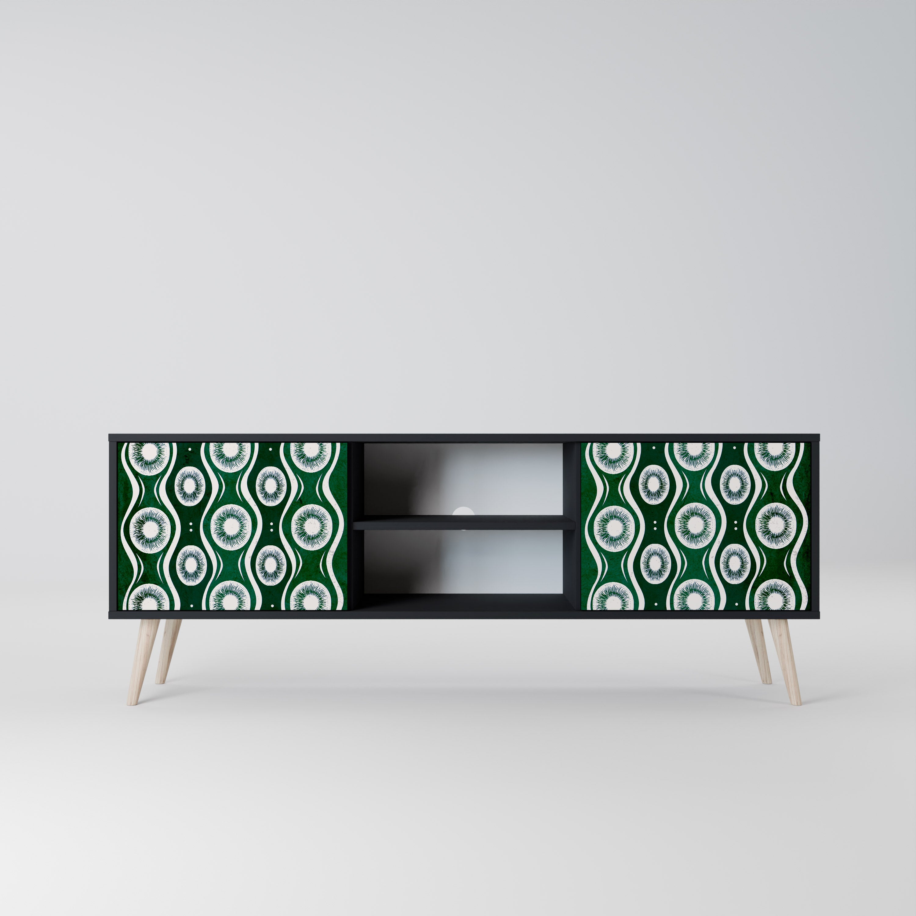 Mueble de TV de 2 puertas GREEN EYES con acabado negro