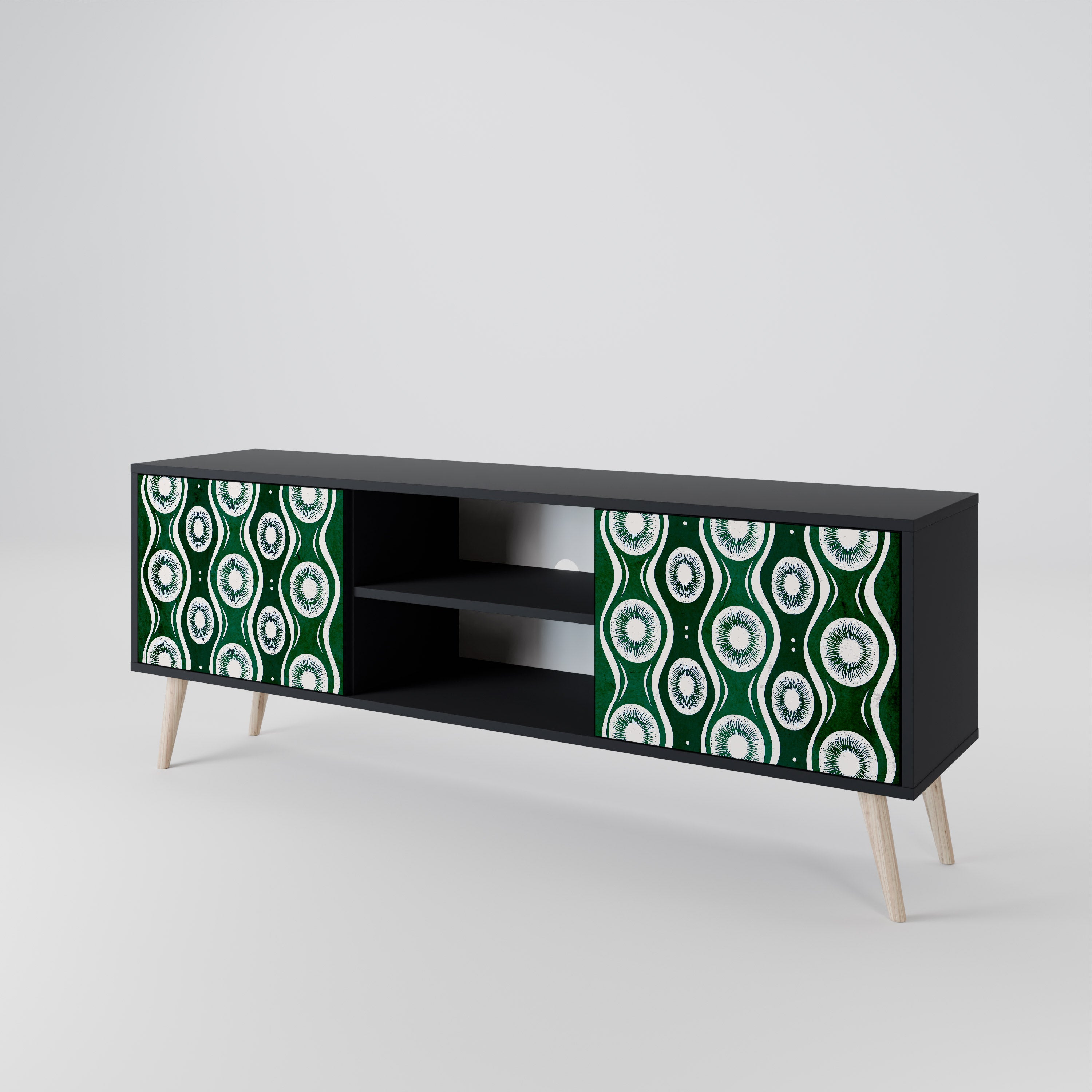 Mueble de TV de 2 puertas GREEN EYES con acabado negro