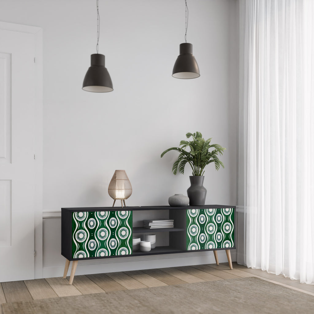 Mueble de TV de 2 puertas GREEN EYES con acabado negro