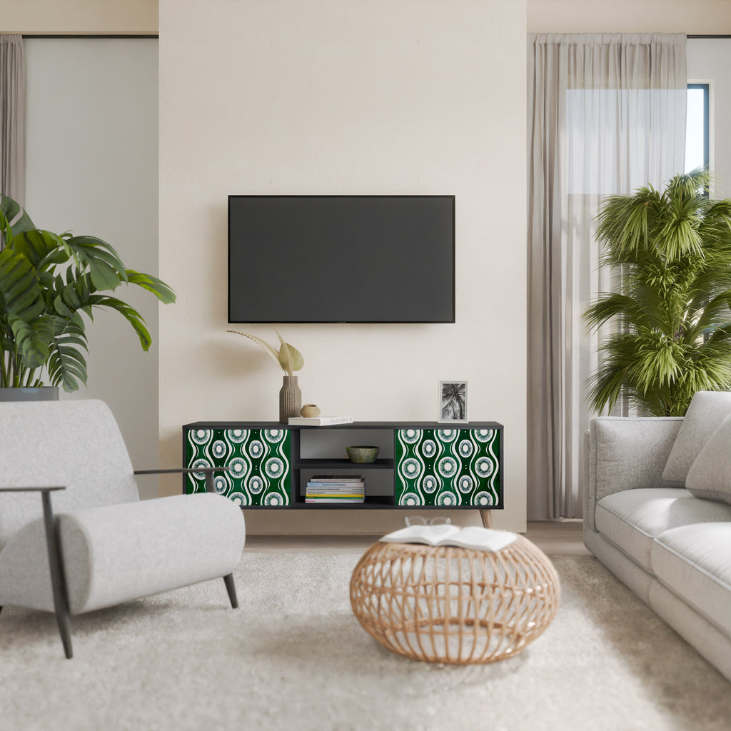 Mueble de TV de 2 puertas GREEN EYES con acabado negro