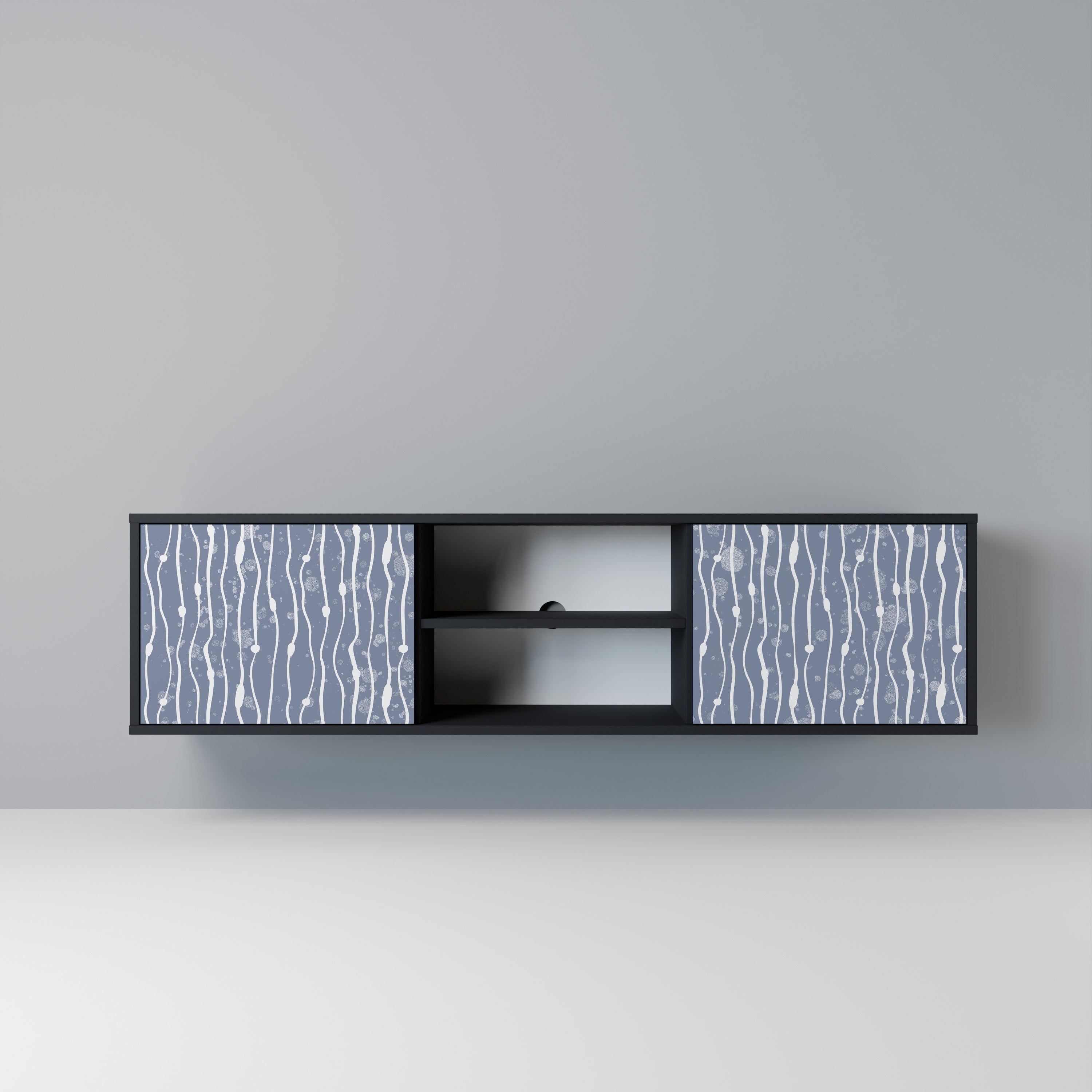 Mueble de TV de 2 puertas GRAPHITE RAIN en acabado negro
