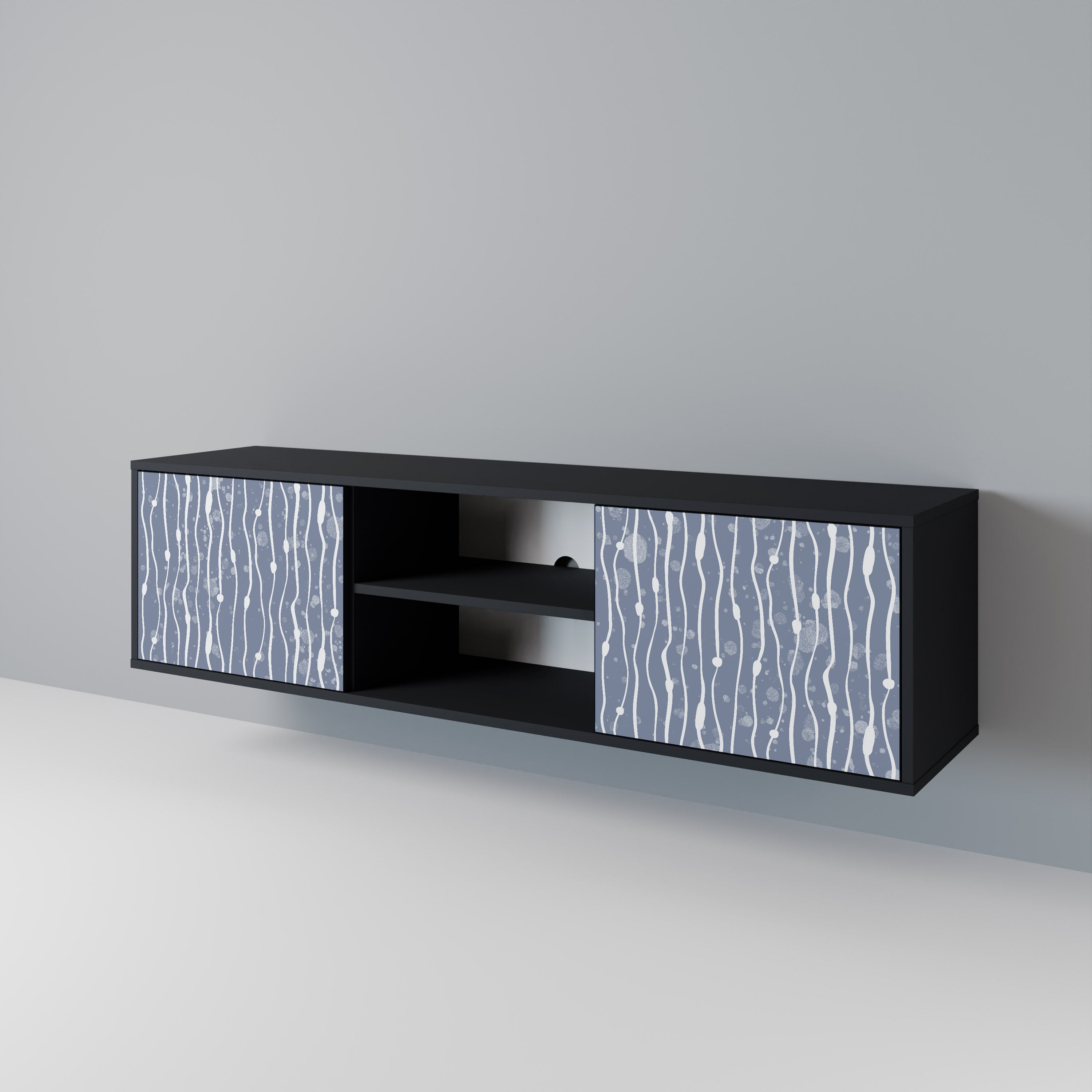 Mueble de TV de 2 puertas GRAPHITE RAIN en acabado negro