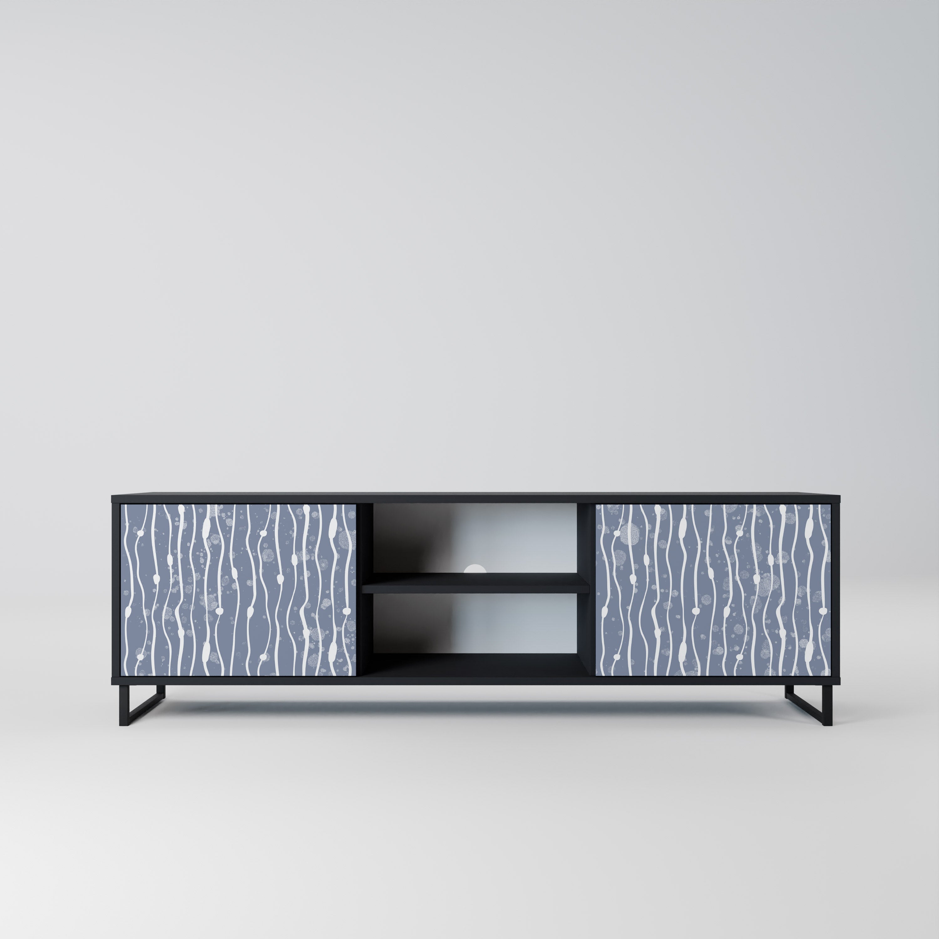 Mueble de TV de 2 puertas GRAPHITE RAIN en acabado negro