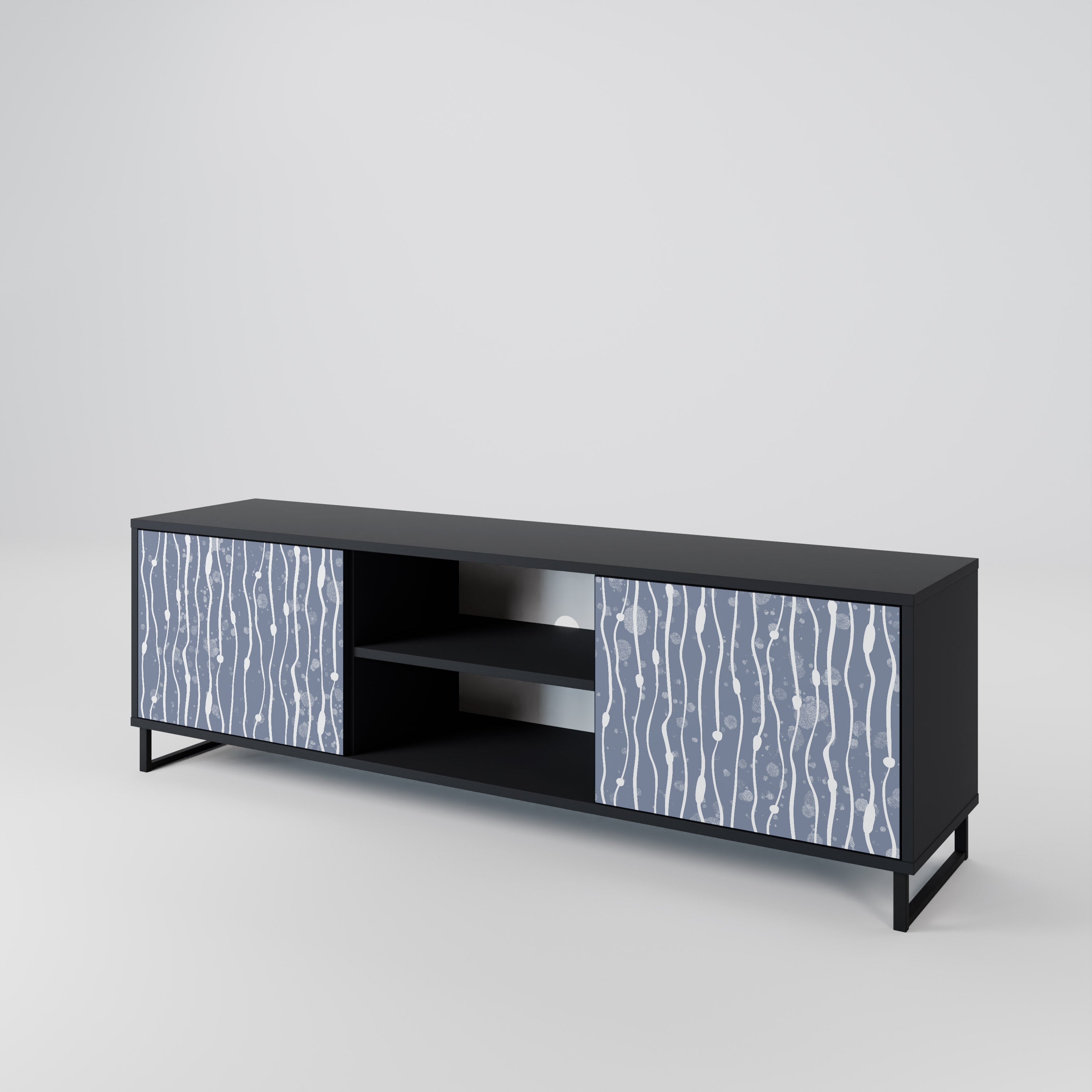 Mueble de TV de 2 puertas GRAPHITE RAIN en acabado negro