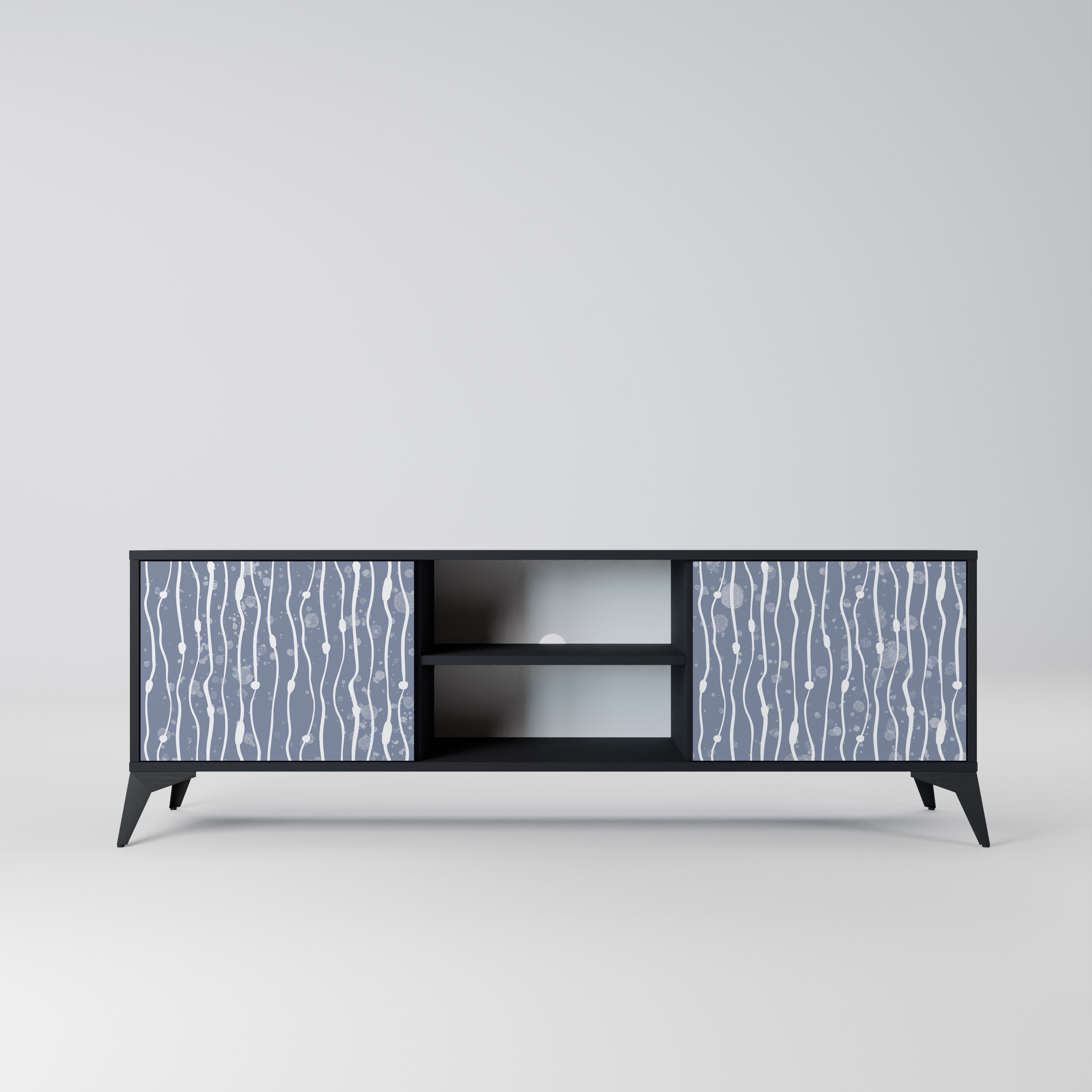 Mueble de TV de 2 puertas GRAPHITE RAIN en acabado negro