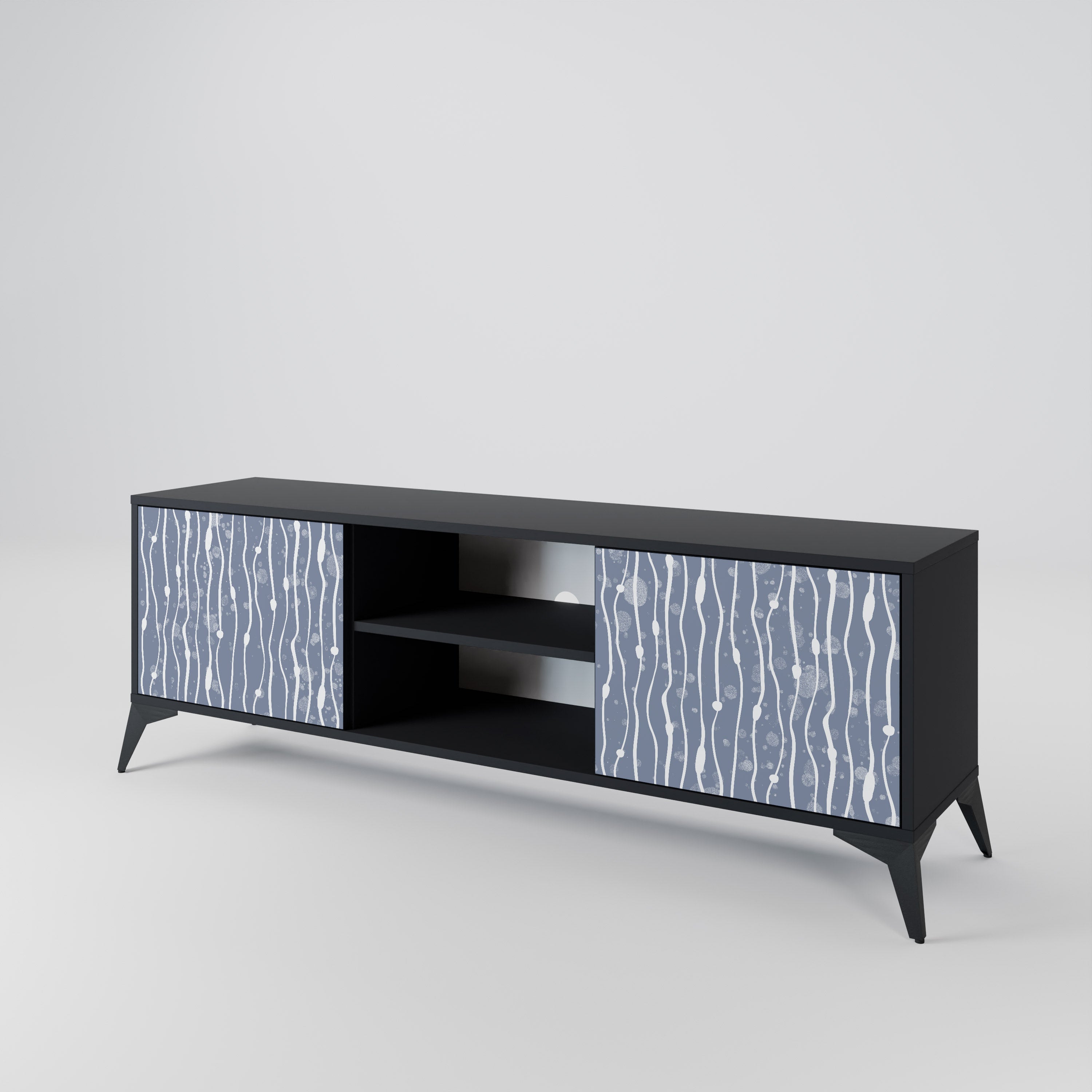 Mueble de TV de 2 puertas GRAPHITE RAIN en acabado negro