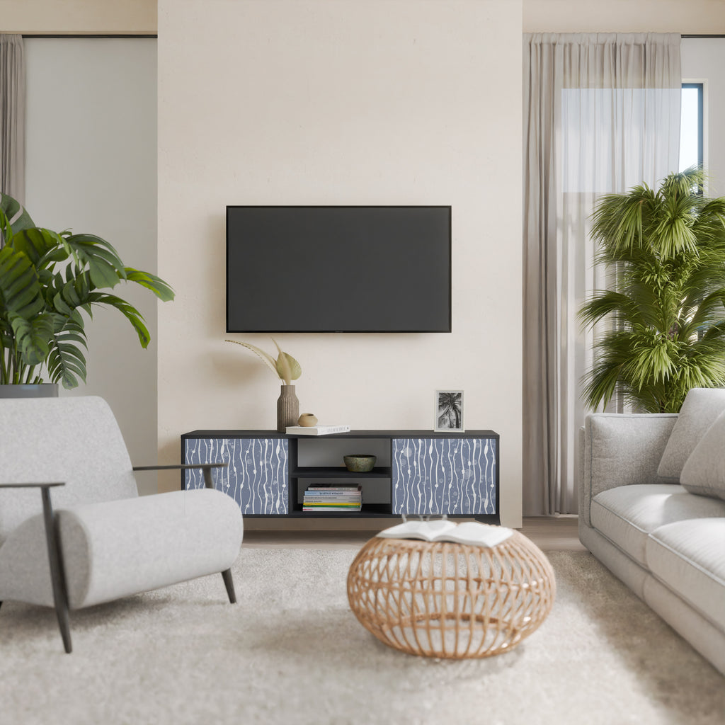 Mueble de TV de 2 puertas GRAPHITE RAIN en acabado negro