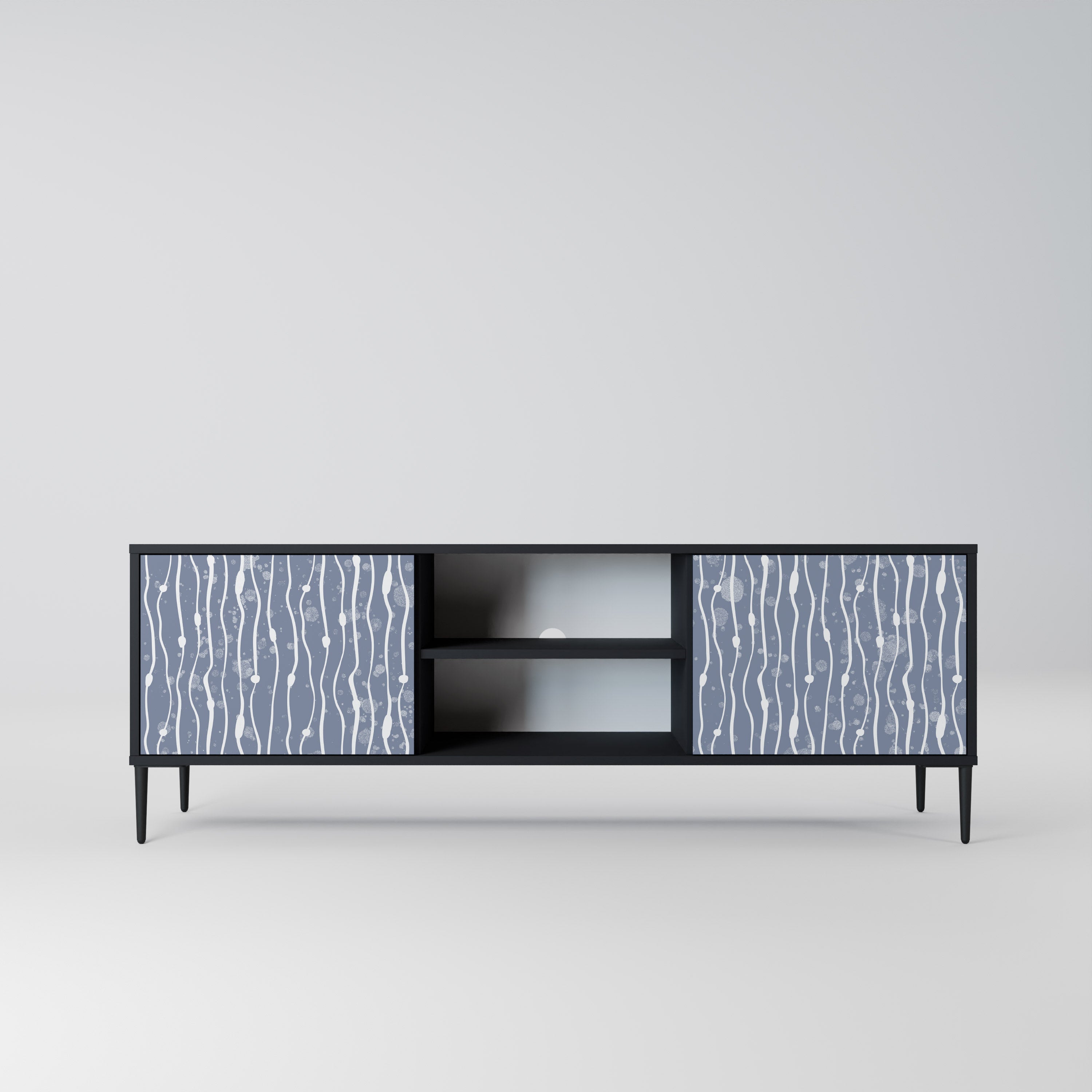 Mueble de TV de 2 puertas GRAPHITE RAIN en acabado negro