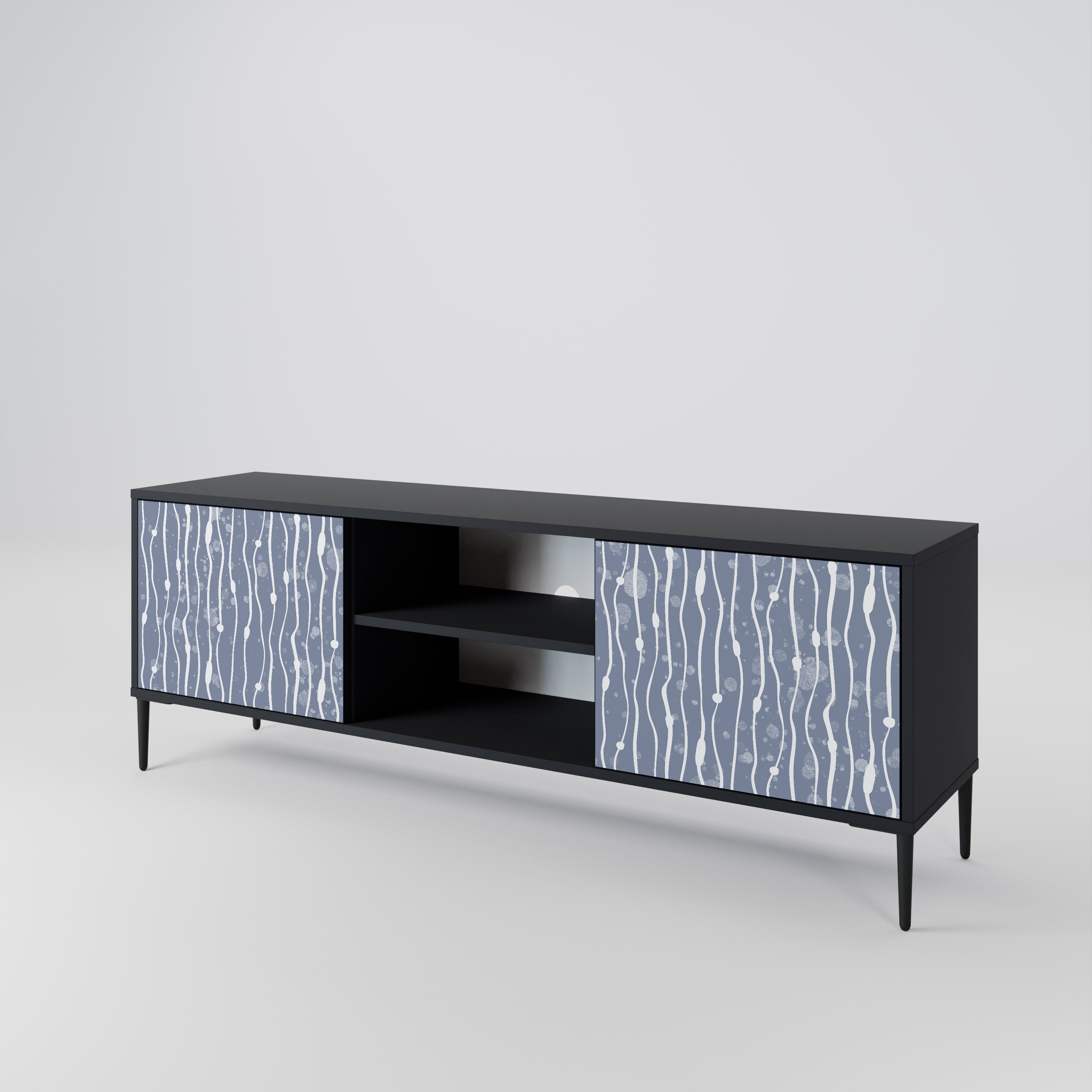 Mueble de TV de 2 puertas GRAPHITE RAIN en acabado negro