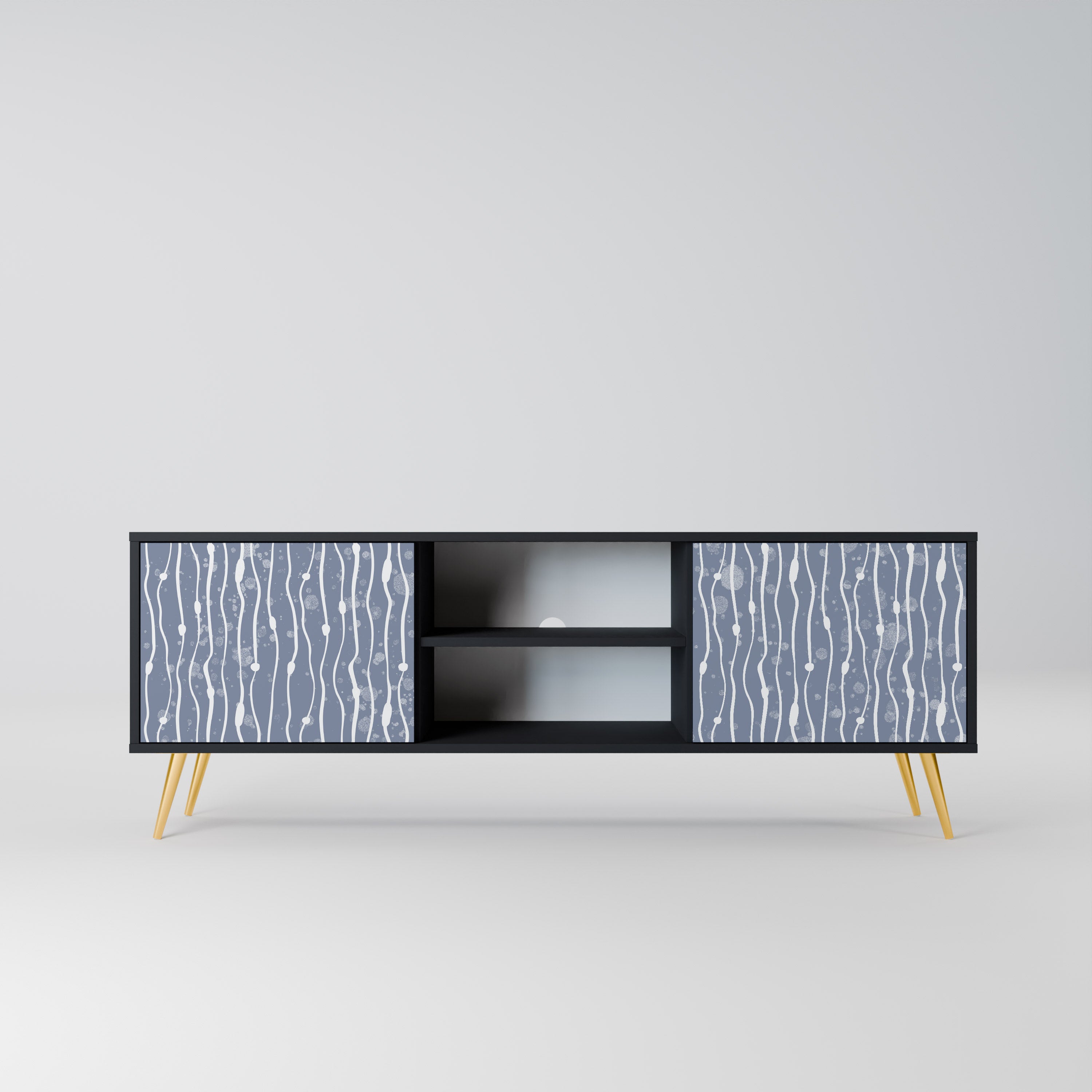 Mueble de TV de 2 puertas GRAPHITE RAIN en acabado negro