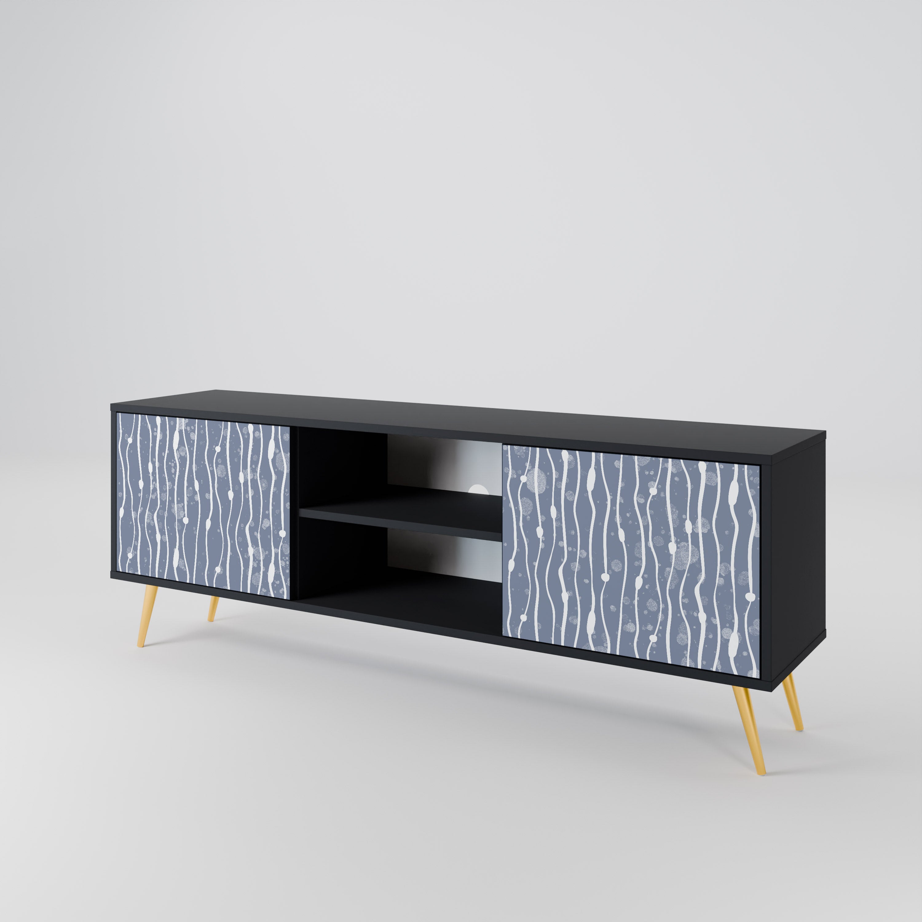 Mueble de TV de 2 puertas GRAPHITE RAIN en acabado negro