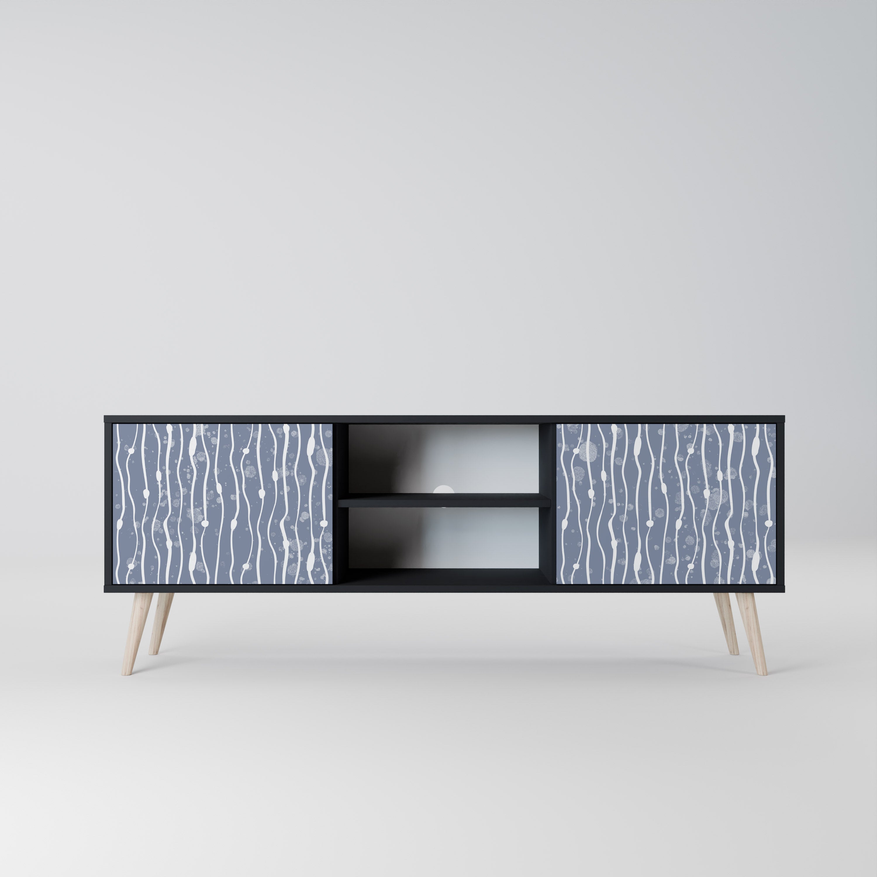 Mueble de TV de 2 puertas GRAPHITE RAIN en acabado negro