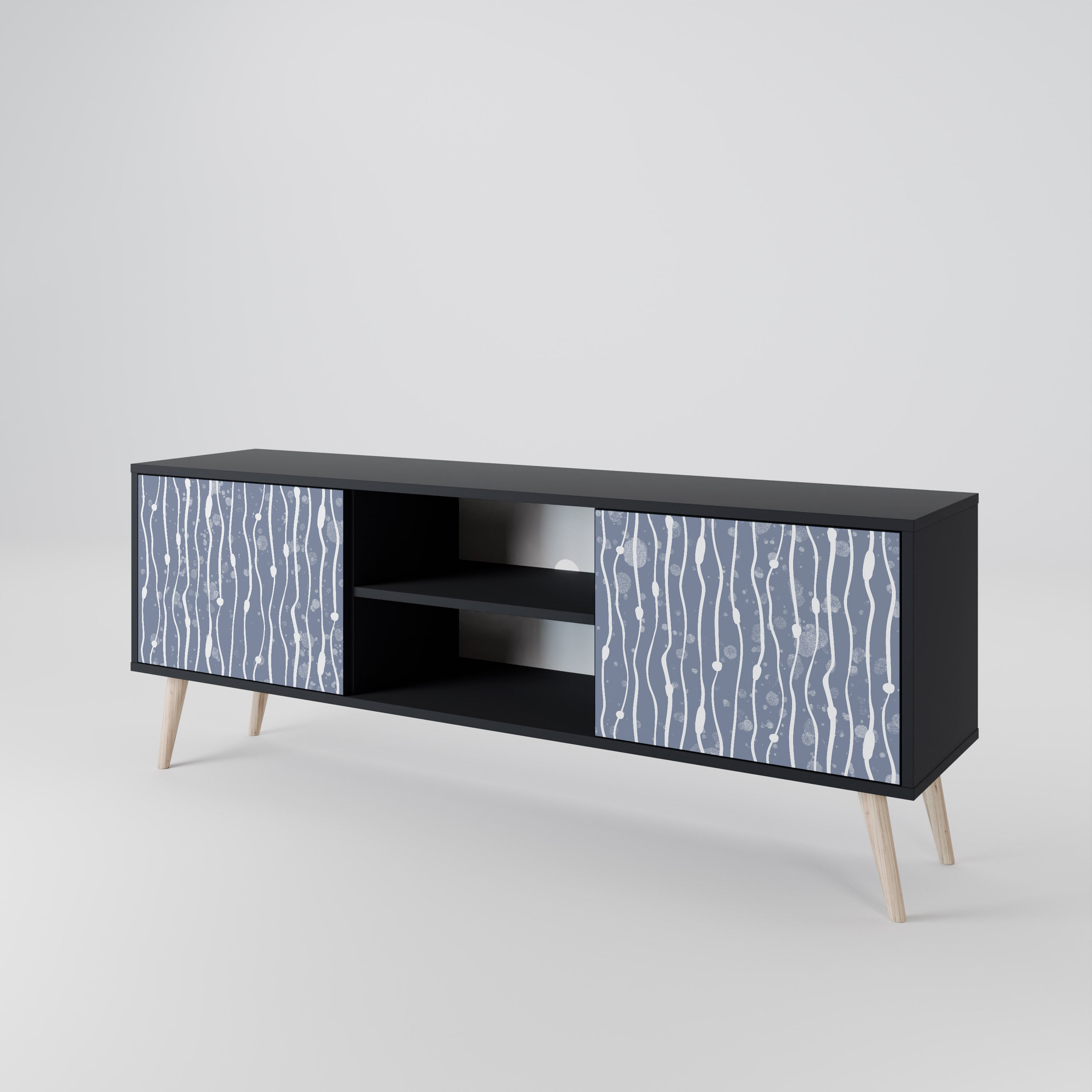 Mueble de TV de 2 puertas GRAPHITE RAIN en acabado negro