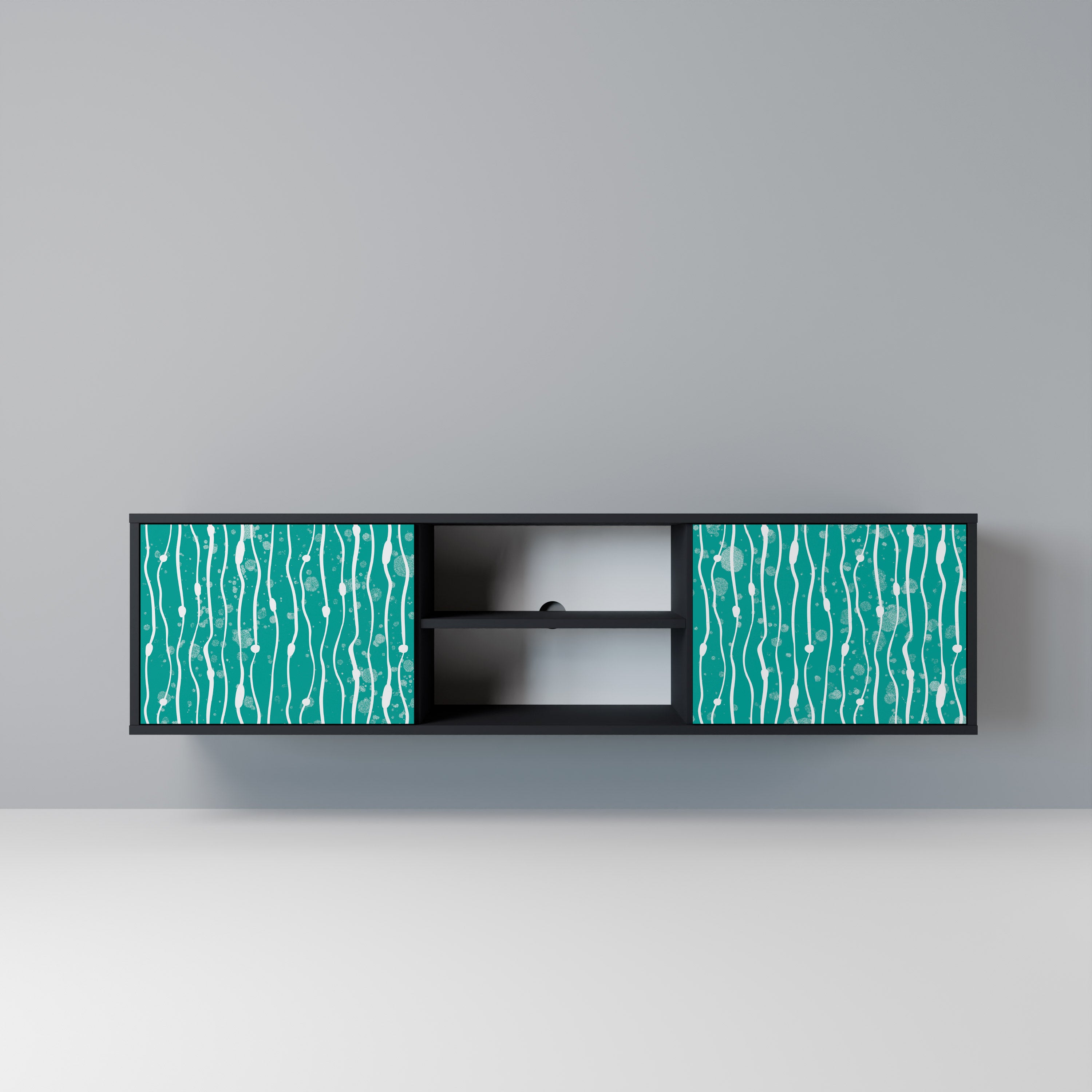 Mueble de TV de 2 puertas TURQUOISE RAIN en acabado negro