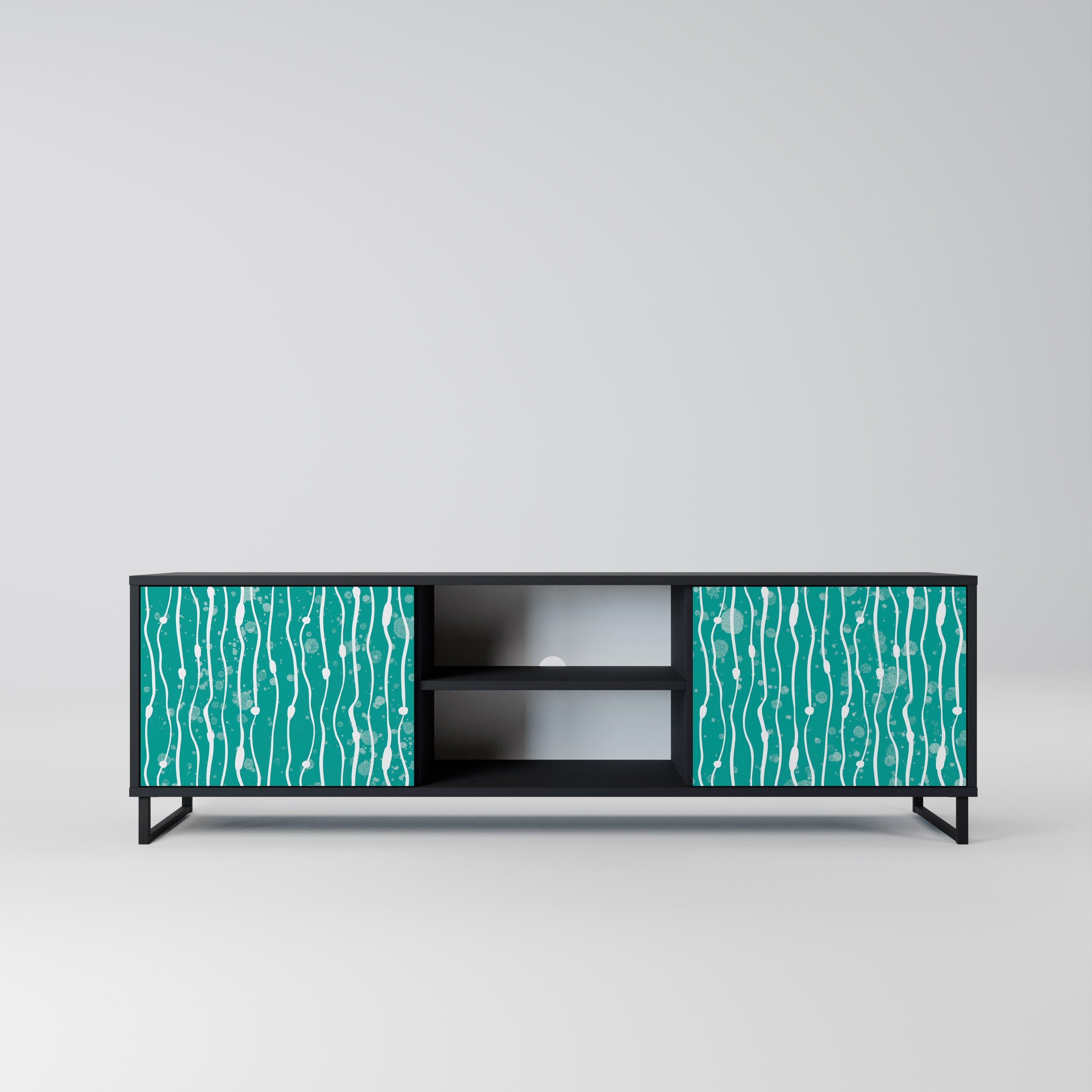 Mueble de TV de 2 puertas TURQUOISE RAIN en acabado negro