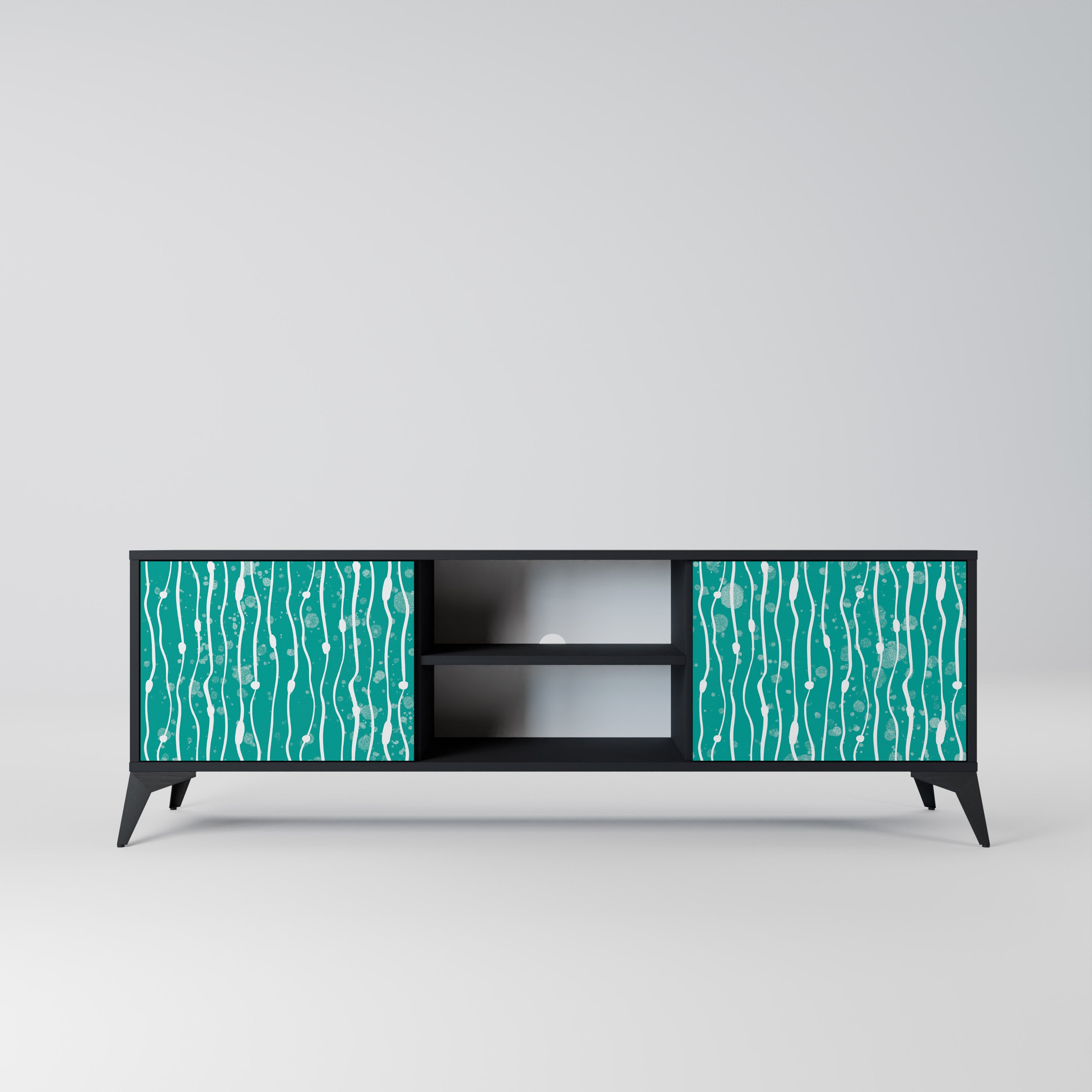 Mueble de TV de 2 puertas TURQUOISE RAIN en acabado negro