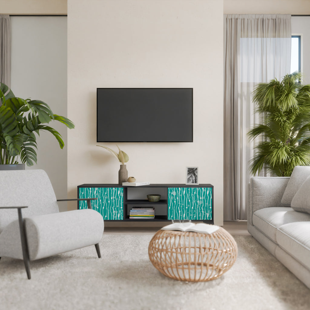 Mueble de TV de 2 puertas TURQUOISE RAIN en acabado negro