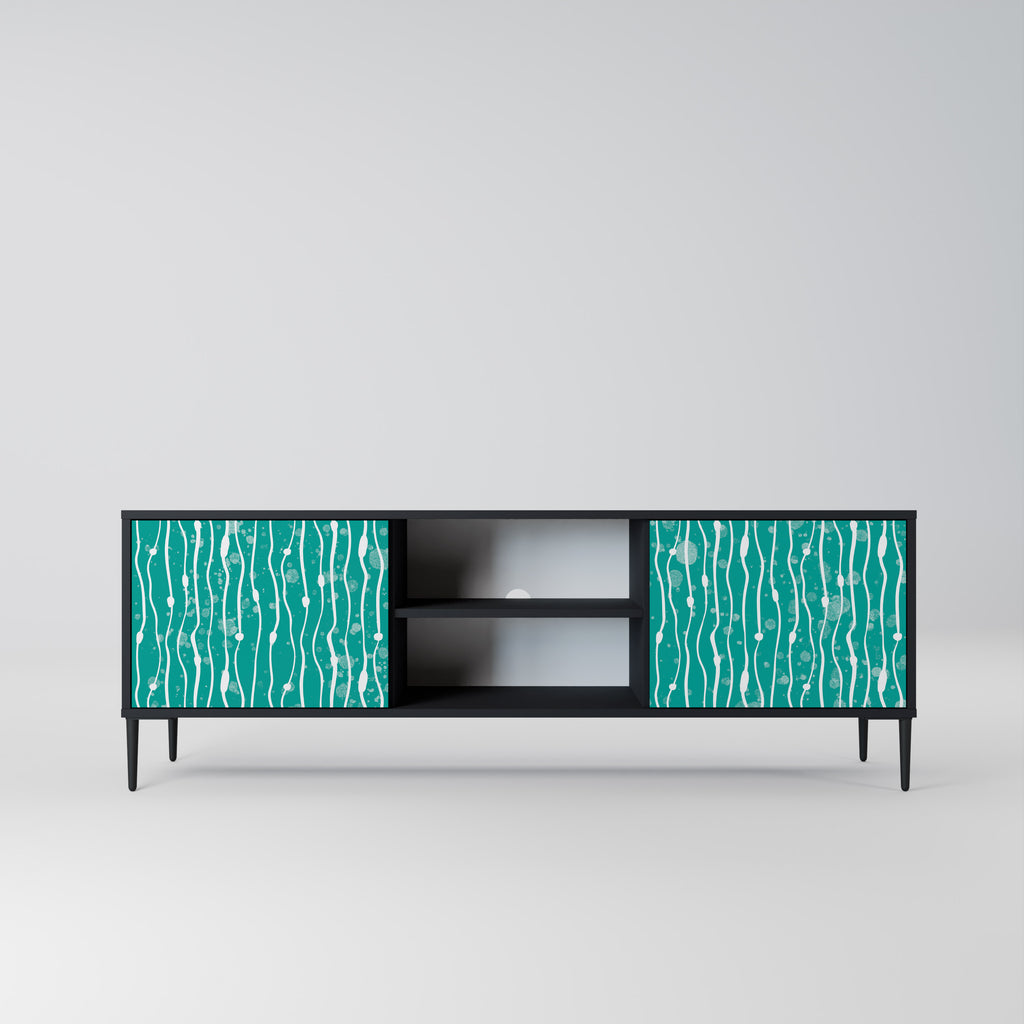 Mueble de TV de 2 puertas TURQUOISE RAIN en acabado negro