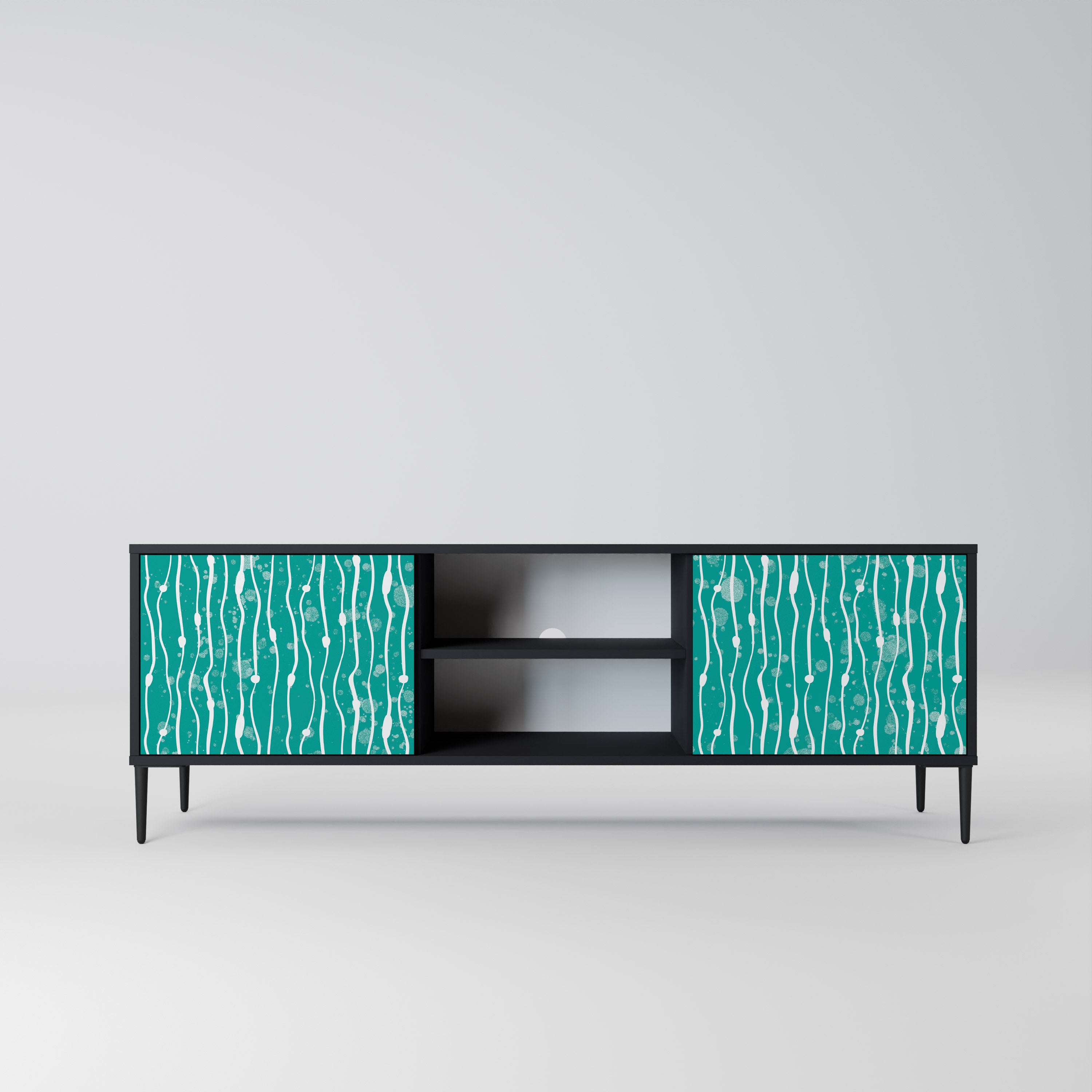Mueble de TV de 2 puertas TURQUOISE RAIN en acabado negro